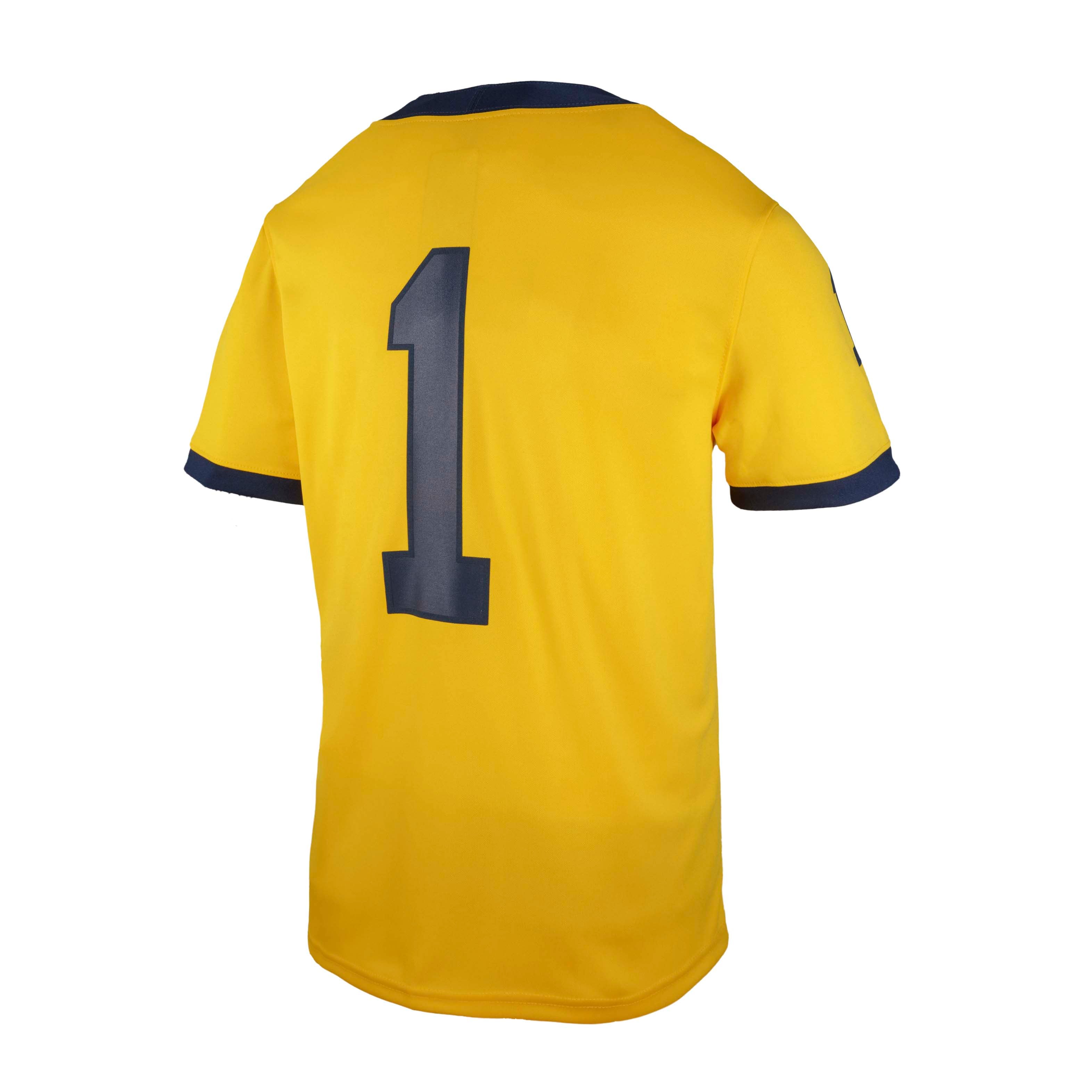 #1 Michigan Wolverines Youth Jersey Maize - back view