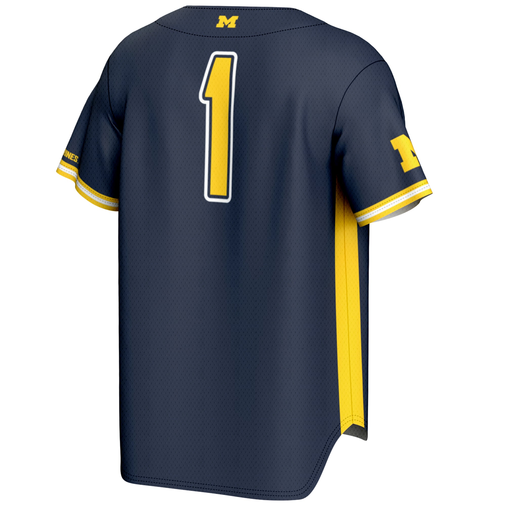 #1 Michigan Wolverines Youth Lightweight Baseball Fashion Jersey Navy - back view