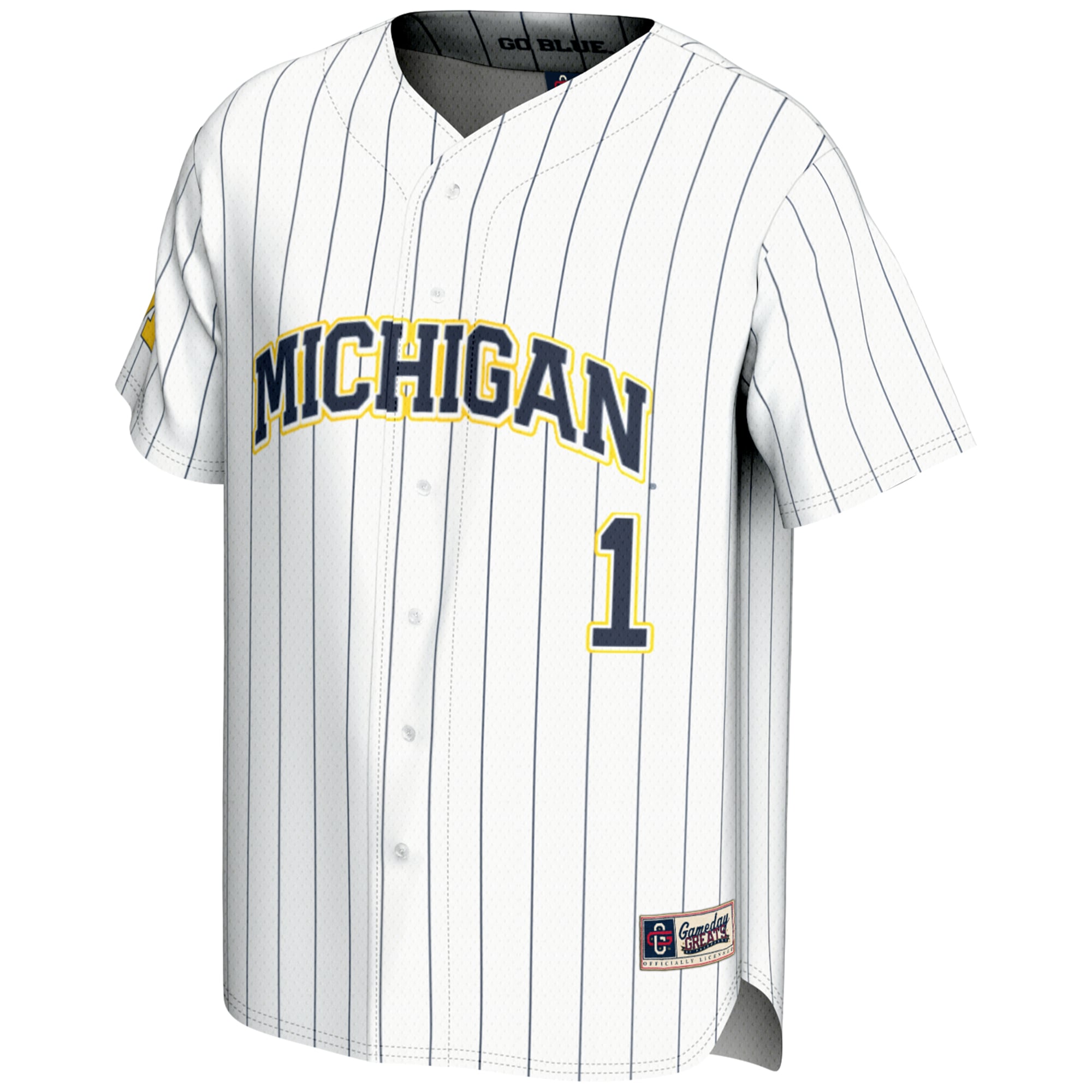 #1 Michigan Wolverines Youth Lightweight Baseball Fashion Jersey White - front view