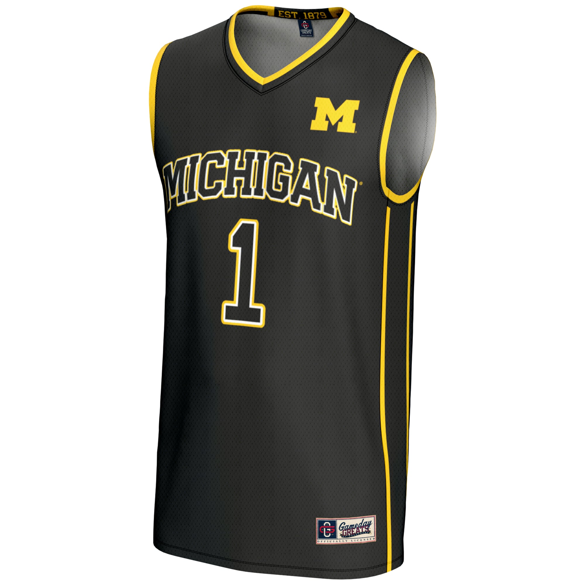 #1 Michigan Wolverines Youth Lightweight Basketball Jersey Black - front view