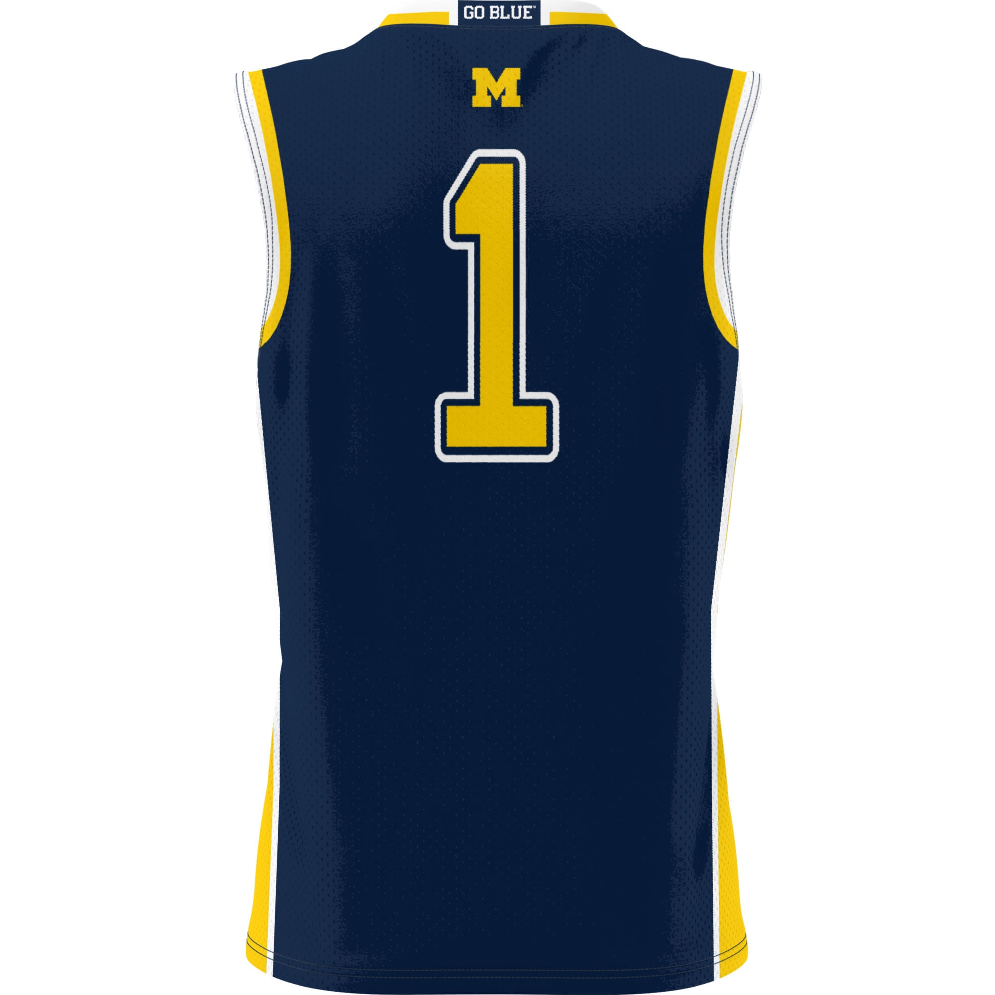 #1 Michigan Wolverines Youth Lightweight Basketball Jersey Navy - back view