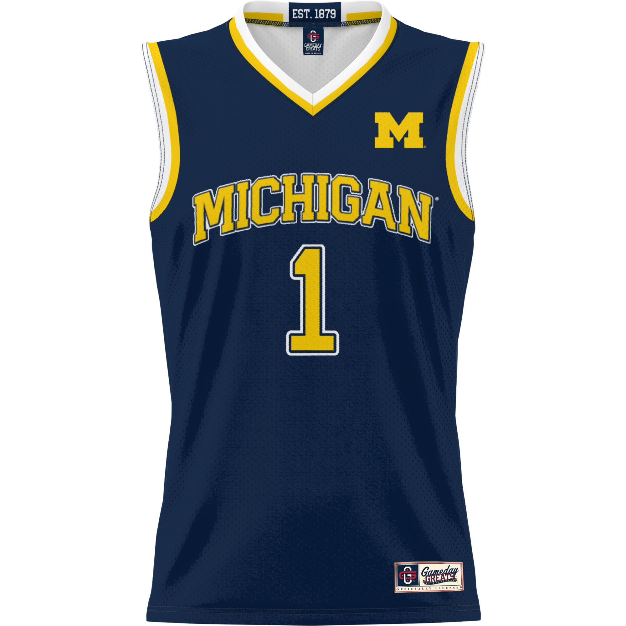 #1 Michigan Wolverines Youth Lightweight Basketball Jersey Navy - front view