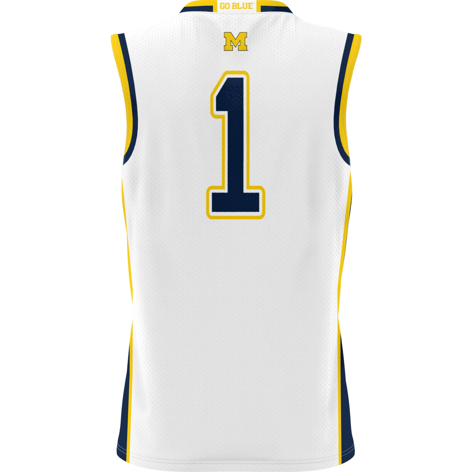 #1 Michigan Wolverines Youth Lightweight Basketball Jersey White - back view