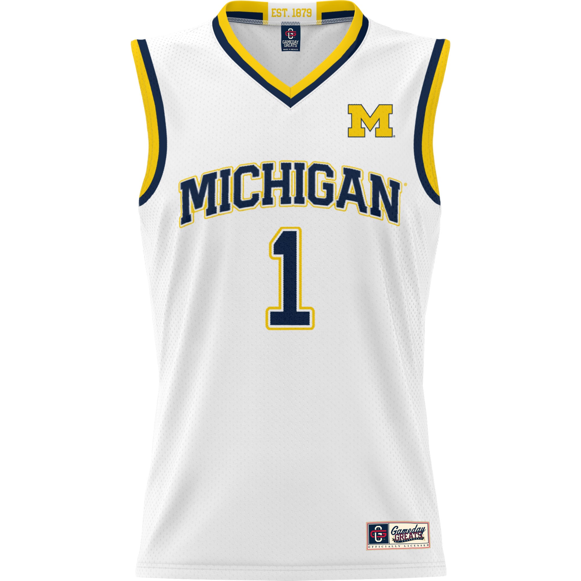 #1 Michigan Wolverines Youth Lightweight Basketball Jersey White - front view