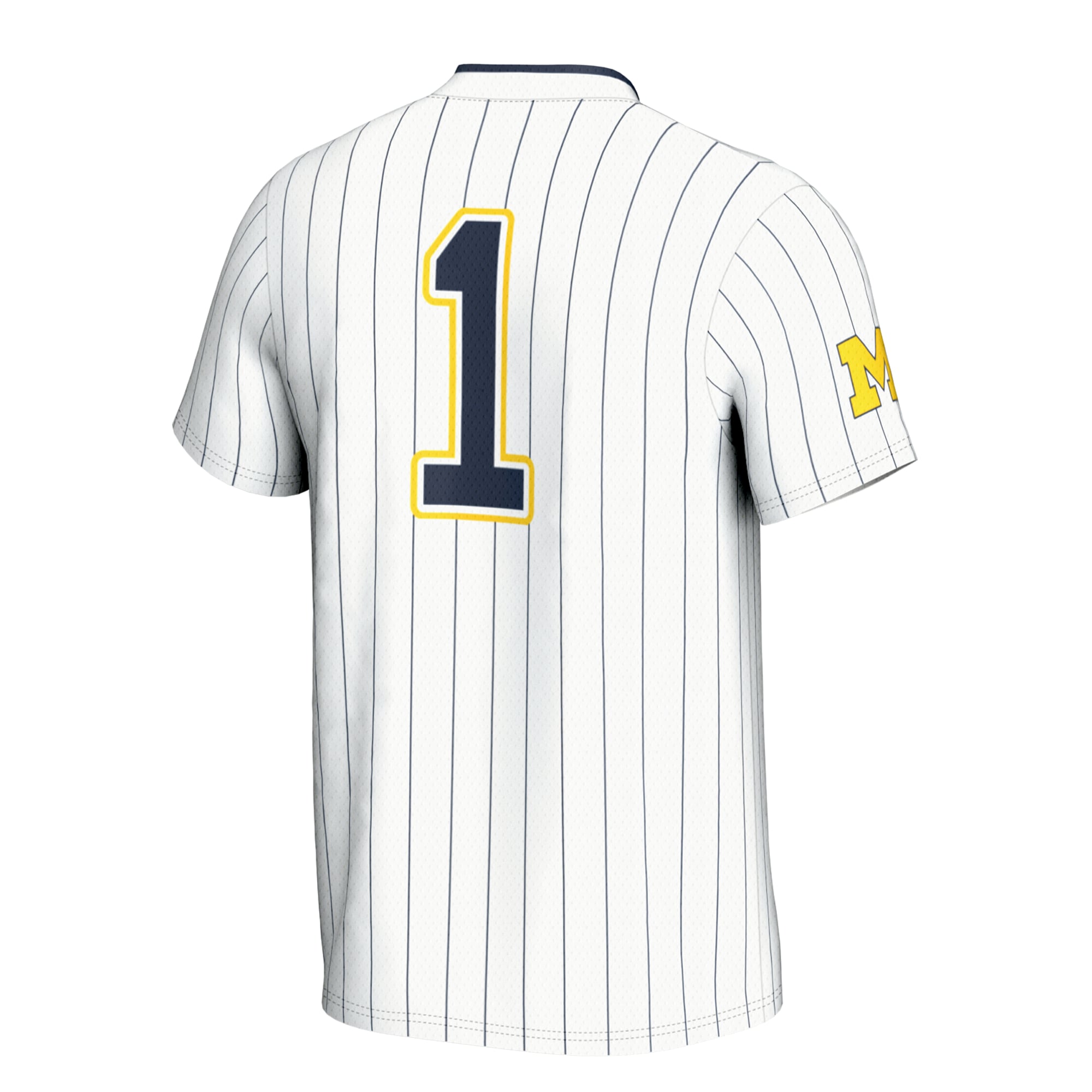 #1 Michigan Wolverines Youth Lightweight Softball Jersey White - back view