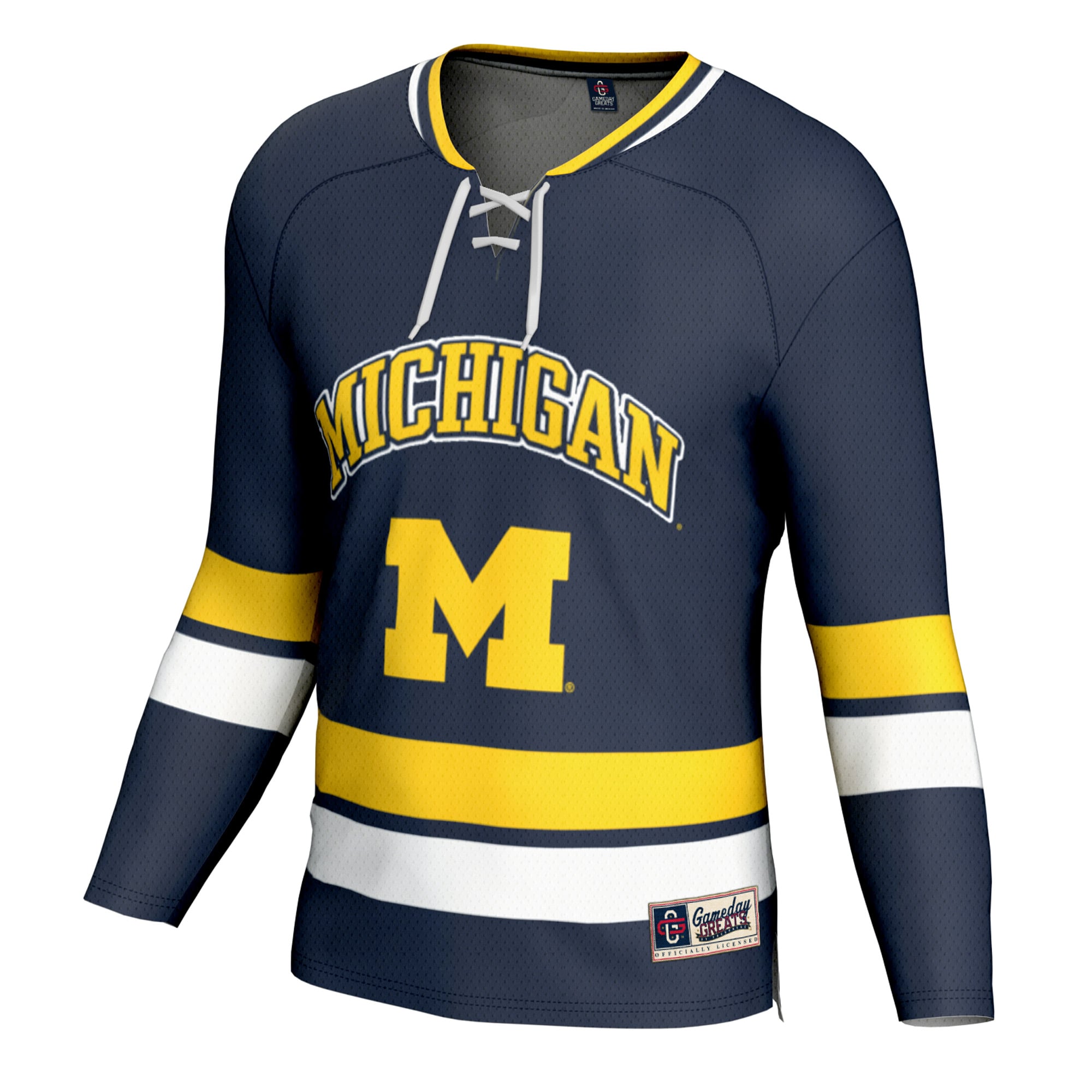 Michigan Wolverines Youth Spirit Hockey Jersey Navy - front view