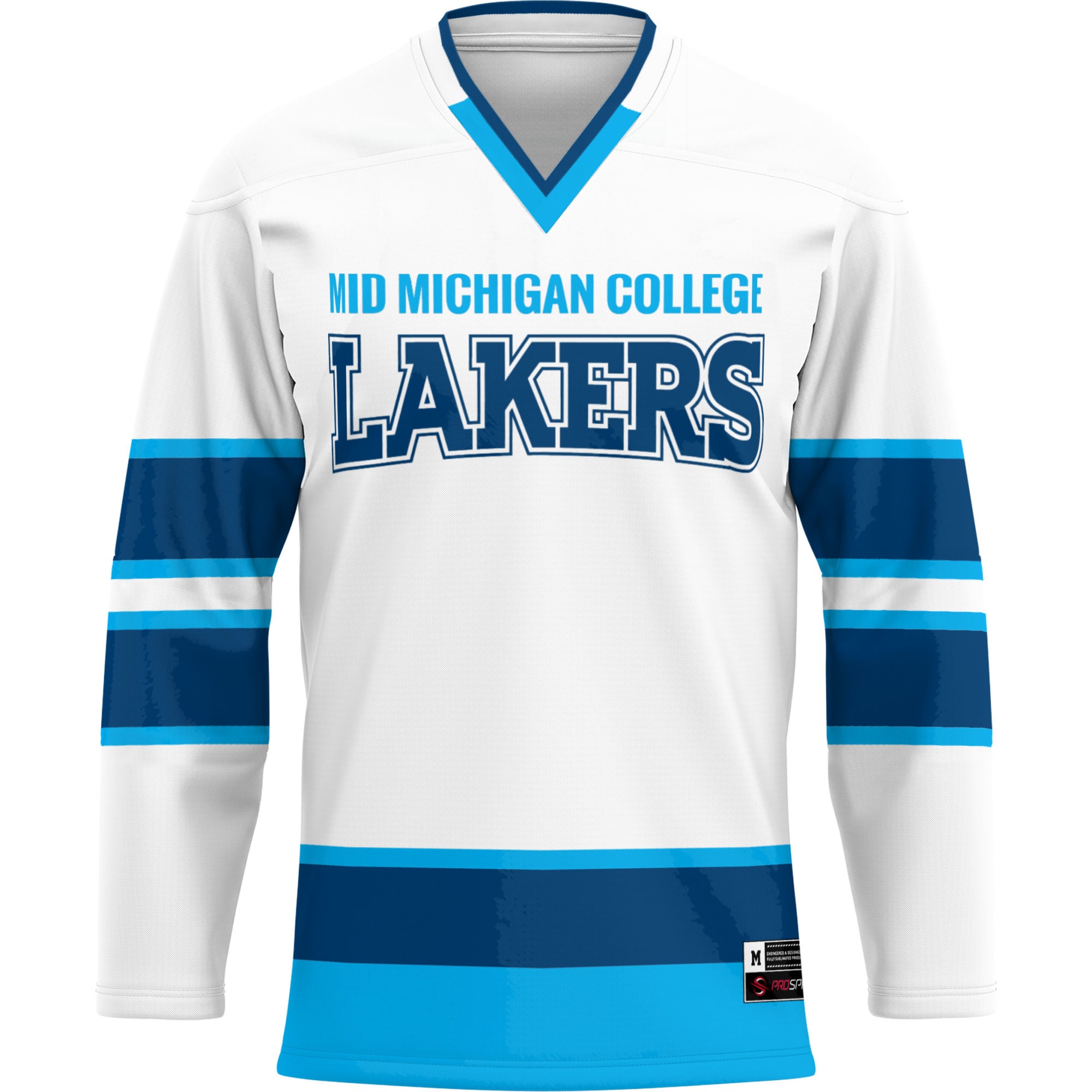 Mid Michigan College Hockey Jersey White - front view