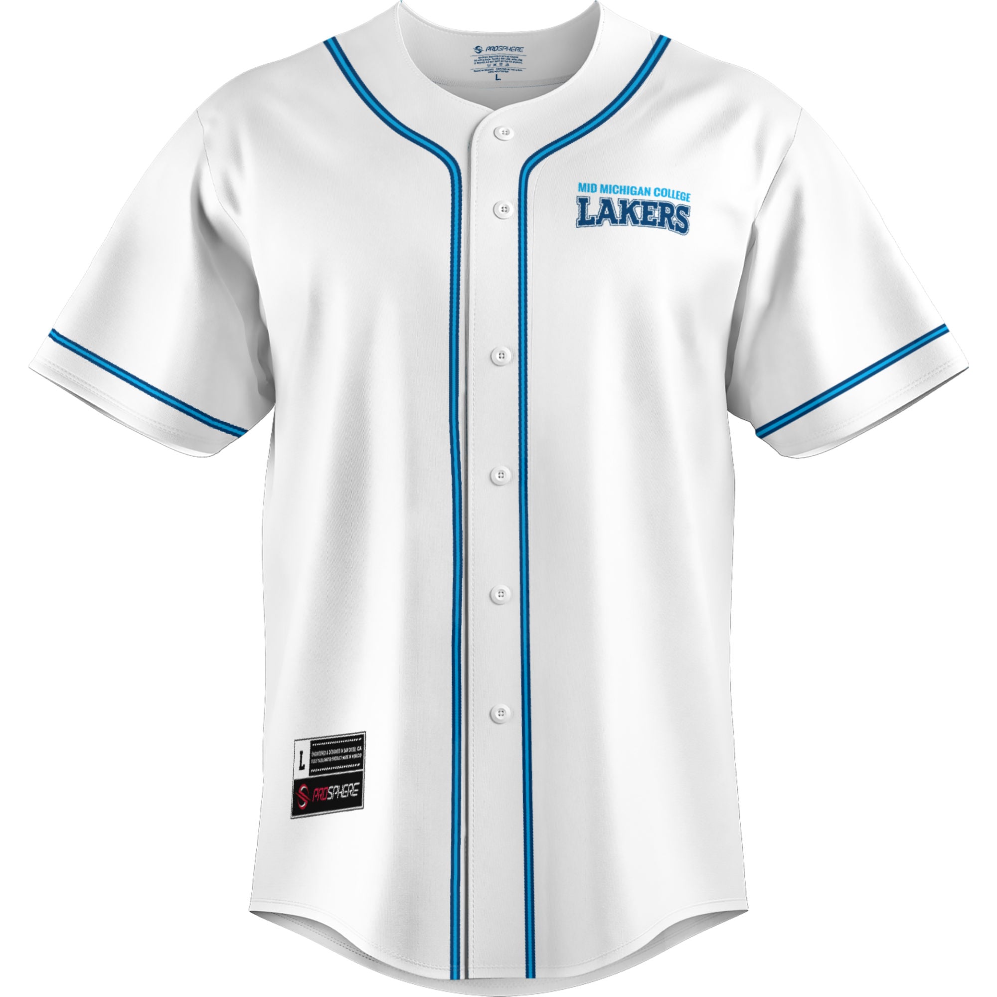 Mid Michigan College Youth Lightweight Baseball Jersey White - front view