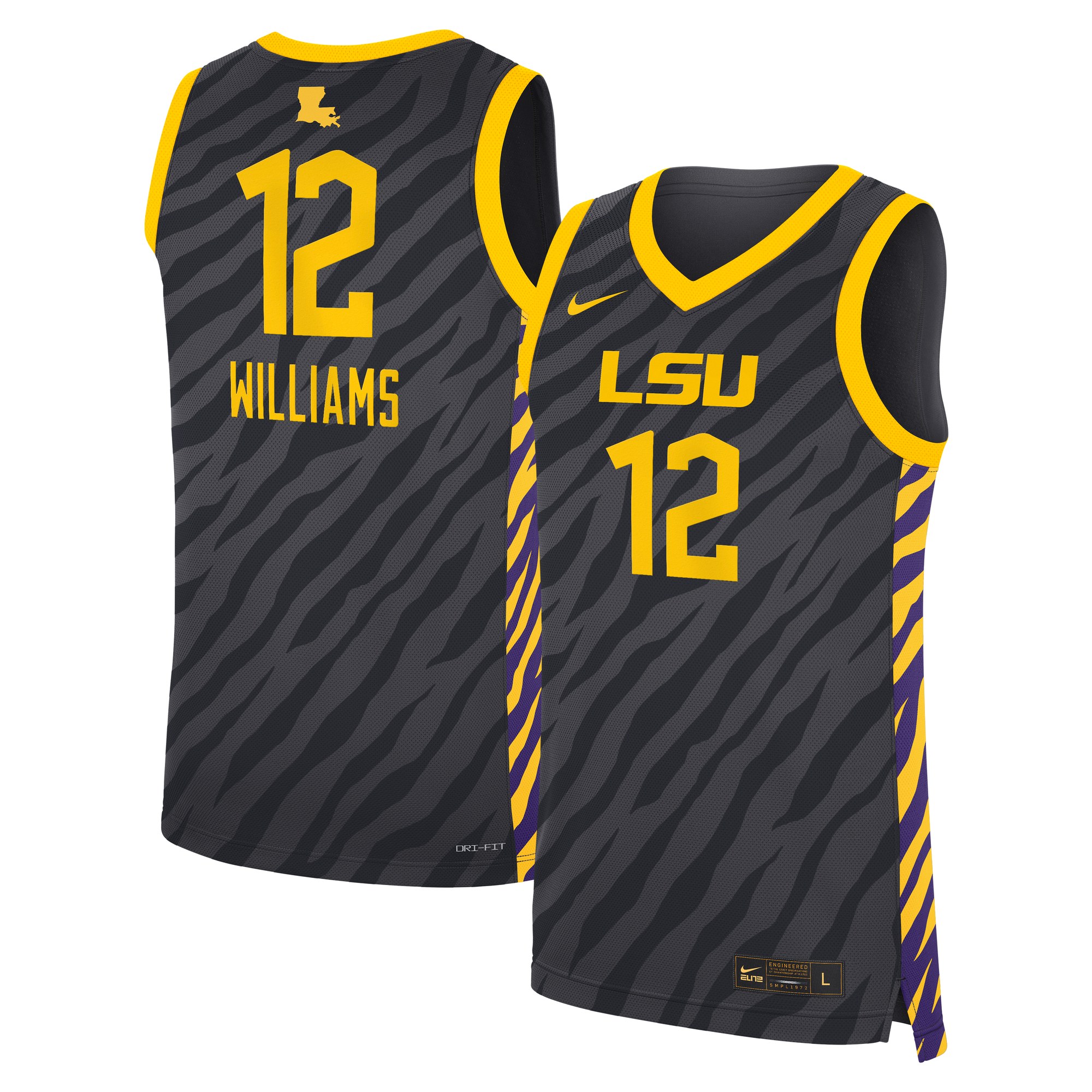 Mikaylah Williams LSU Tigers Unisex Basketball Jersey Anthracite - front and back view