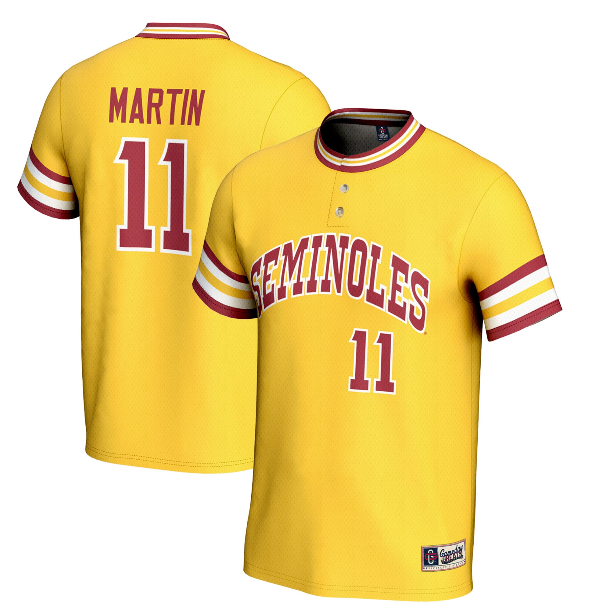 Mike Martin Florida State Seminoles Unisex Lightweight Baseball Jersey Gold - front and back view