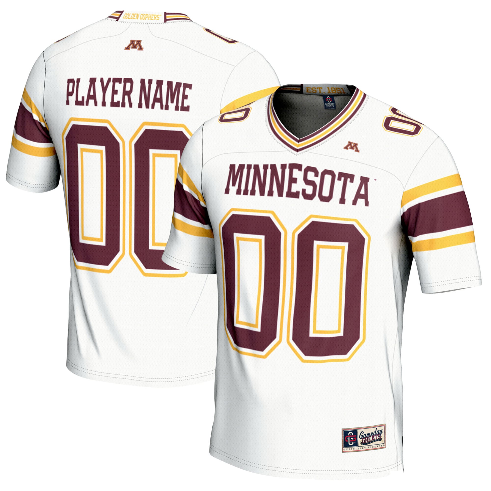 Minnesota Golden Gophers Football Jersey - White - front and back view