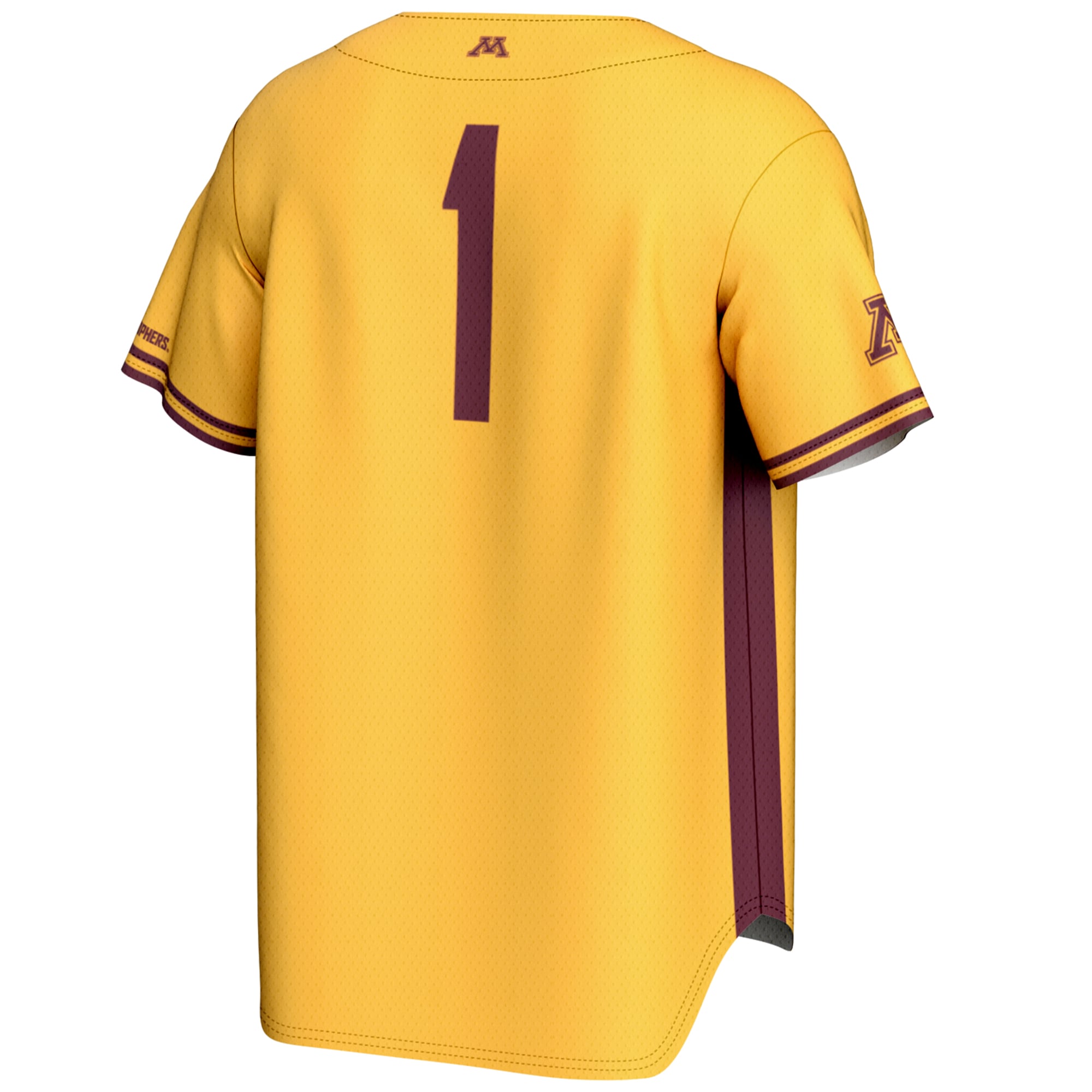 #1 Minnesota Golden Gophers Lightweight Baseball Jersey Gold - back view