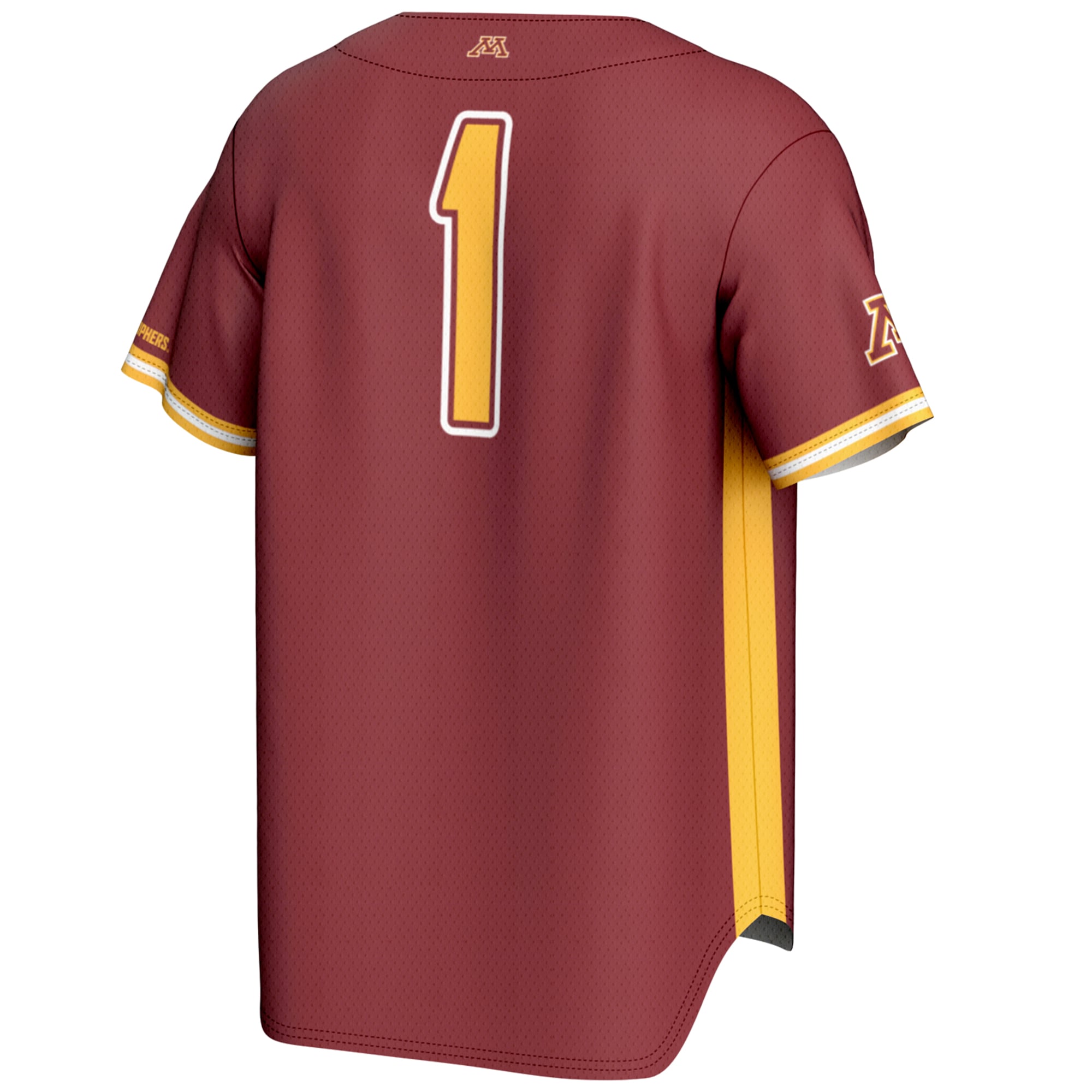 #1 Minnesota Golden Gophers Lightweight Baseball Jersey Maroon - back view