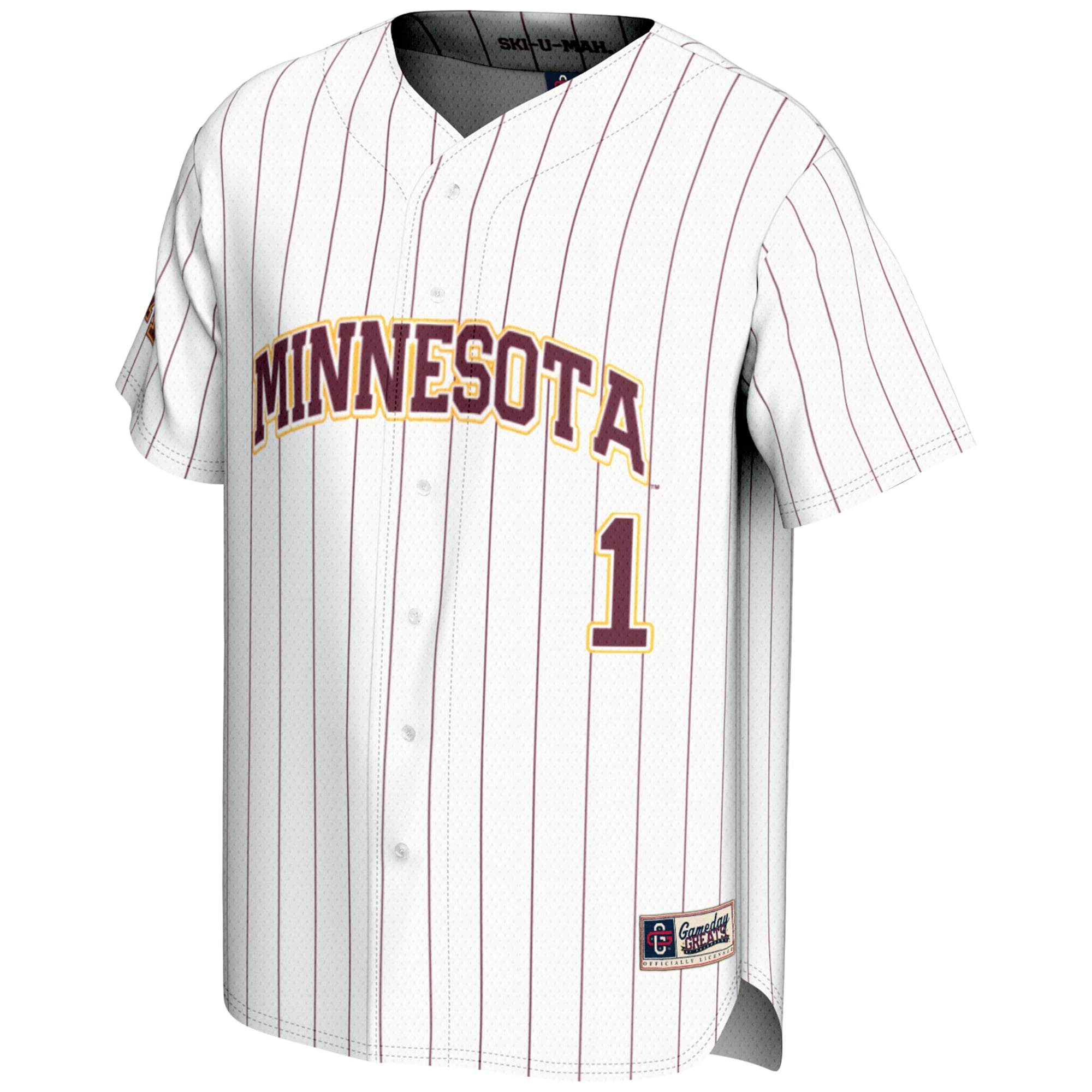 #1 Minnesota Golden Gophers Lightweight Baseball Jersey White - front view
