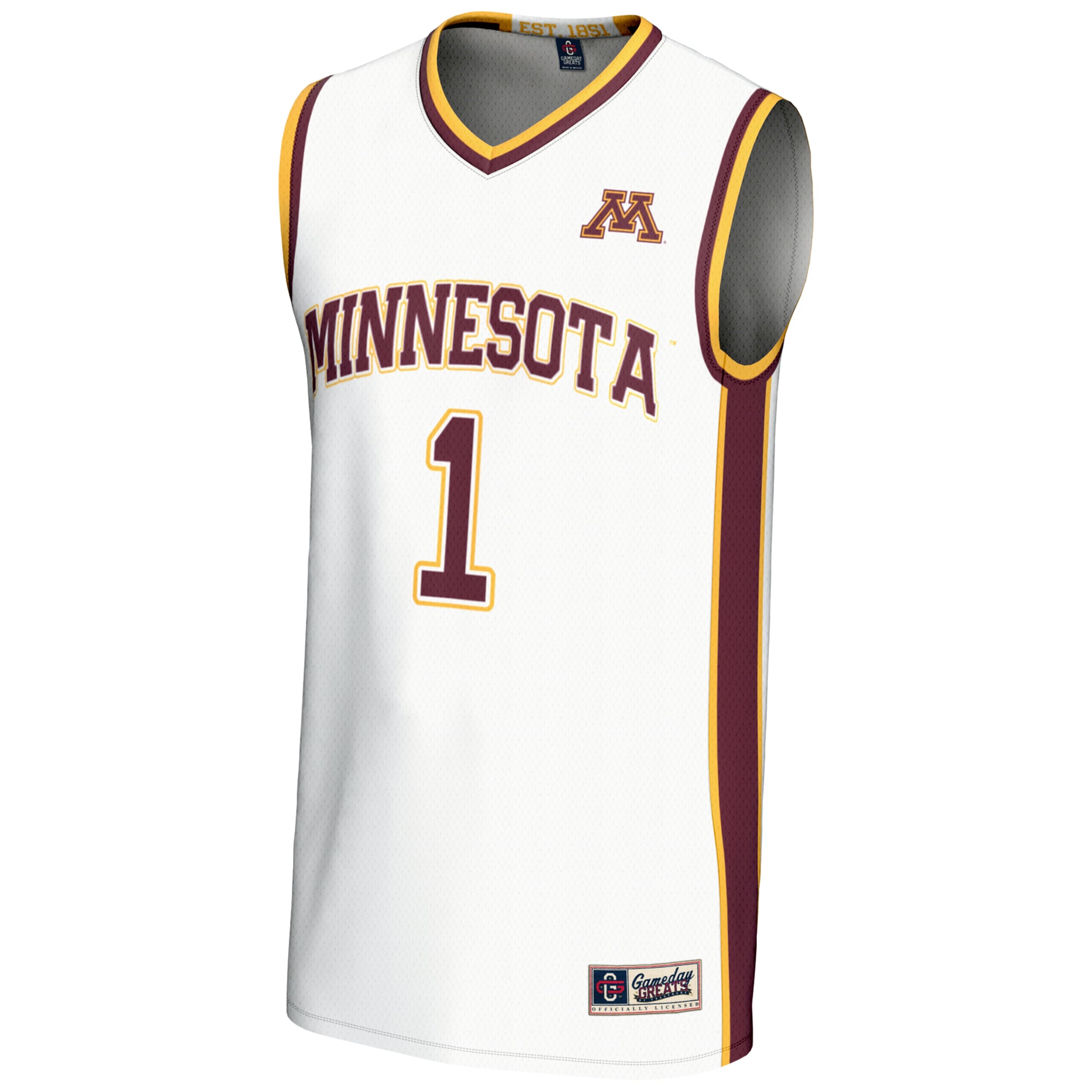#1 Minnesota Golden Gophers Lightweight Basketball Jersey White - front view