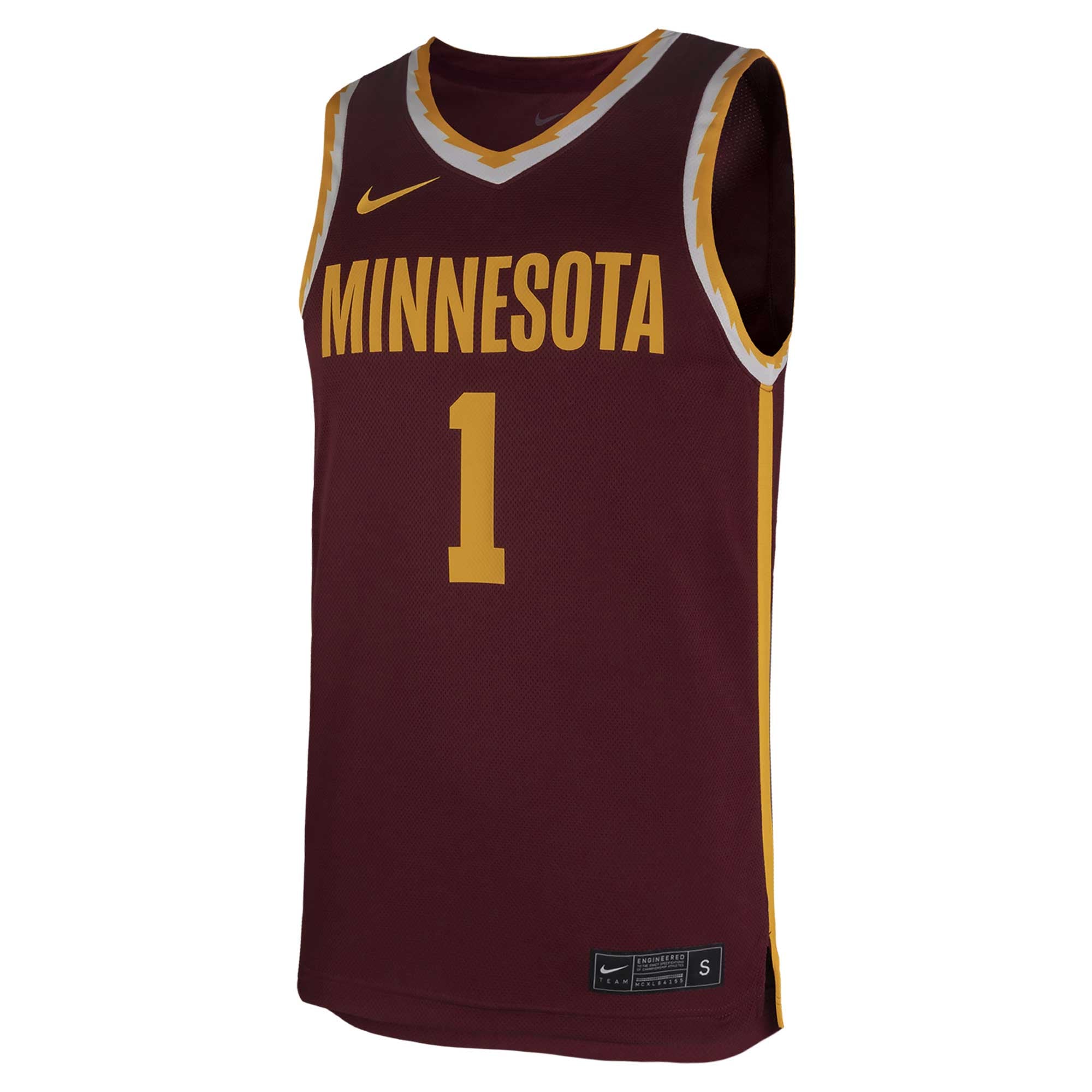 #1 Minnesota Golden Gophers Team Basketball Jersey Maroon - front view