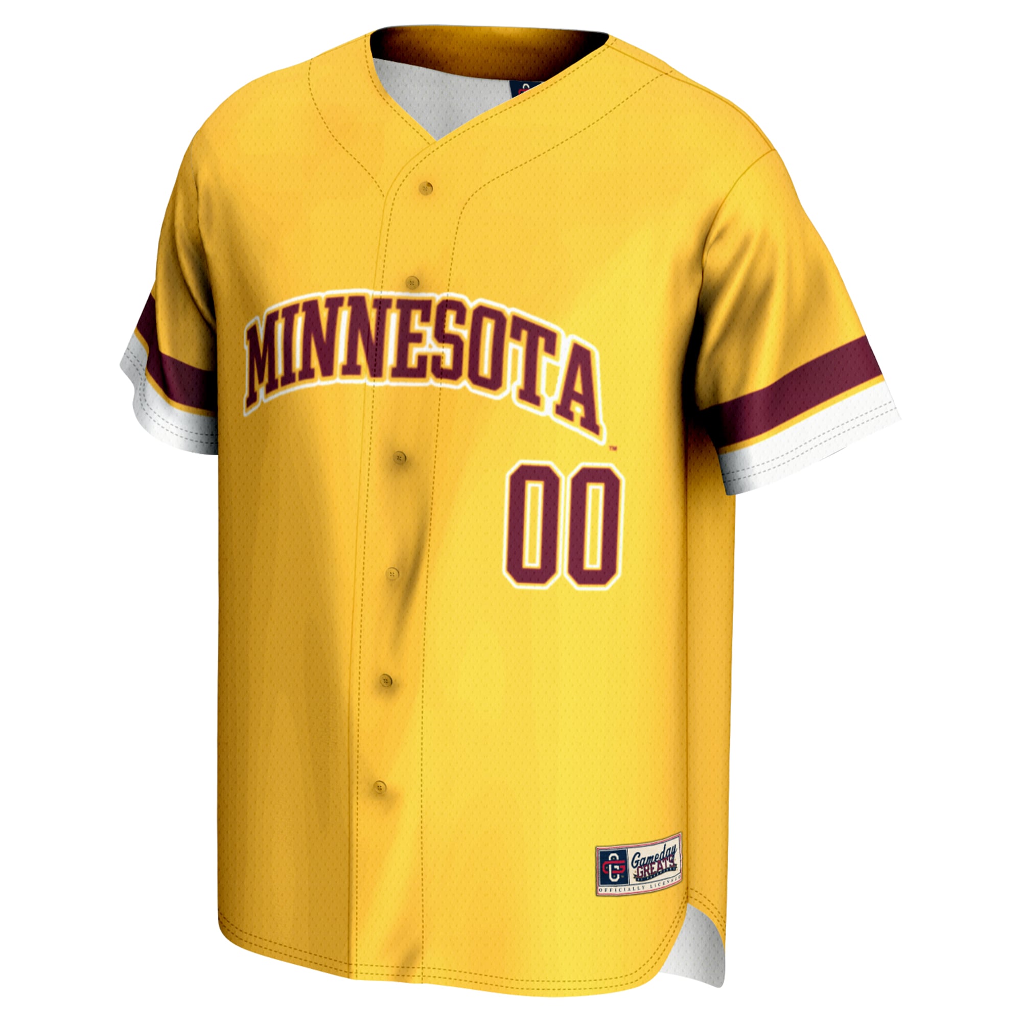 Minnesota Golden Gophers Unisex Lightweight Baseball Jersey Gold - back view