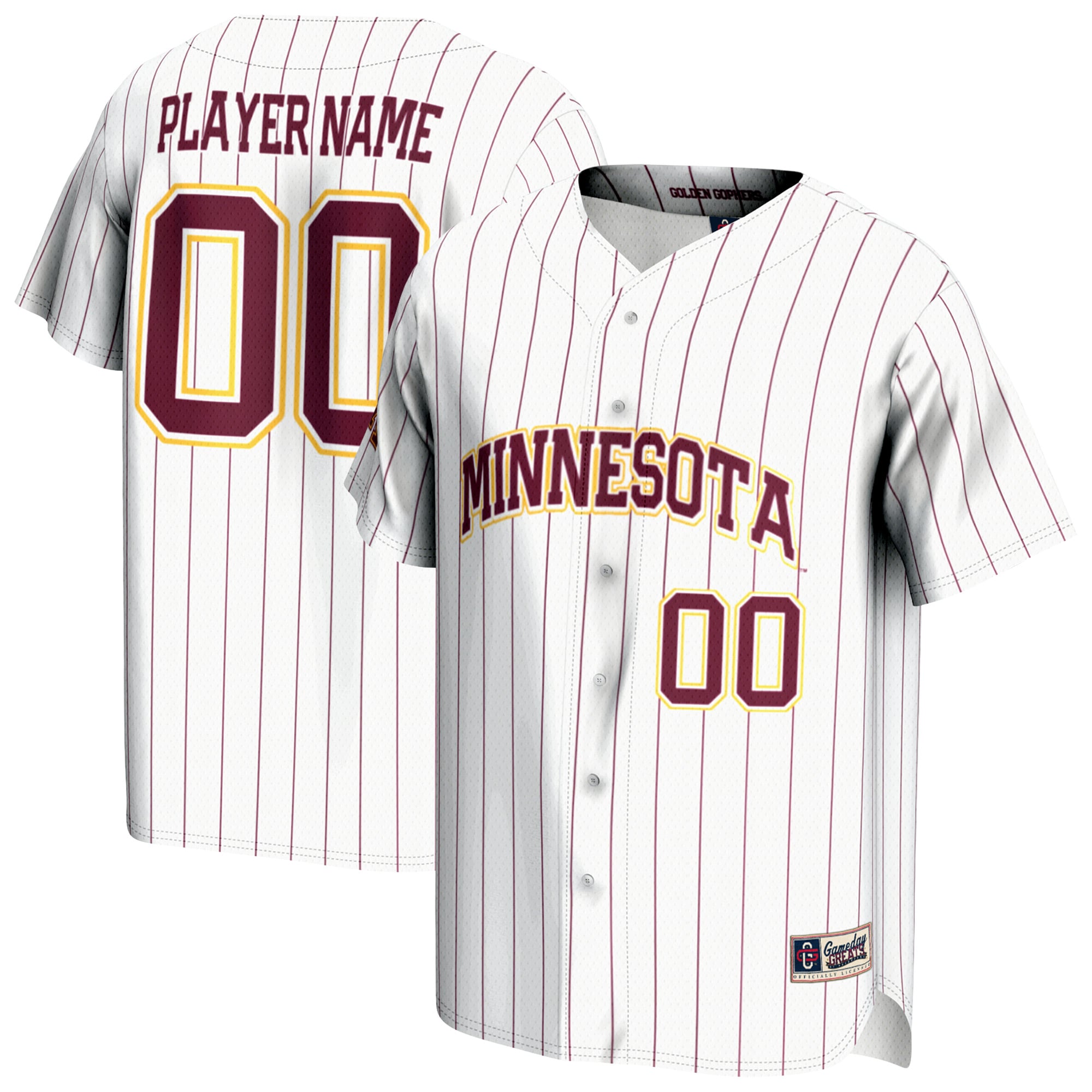 Minnesota Golden Gophers Youth Lightweight Baseball Jersey White - front and back view