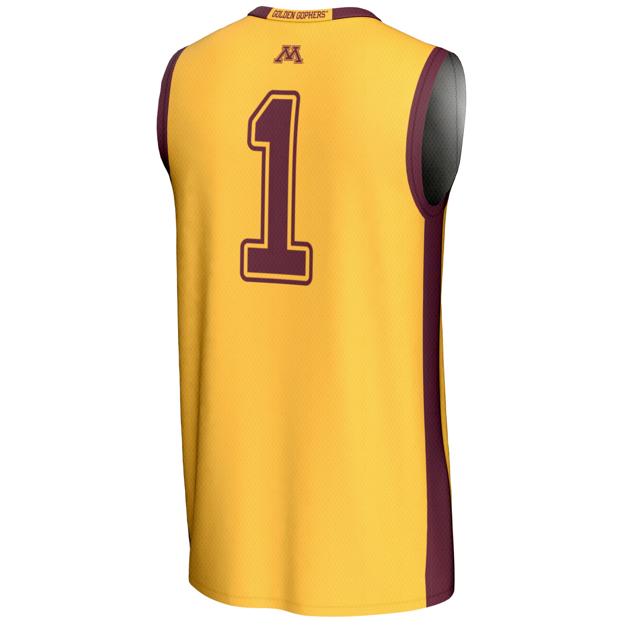#1 Minnesota Golden Gophers Unisex Lightweight Basketball Jersey Gold - back view
