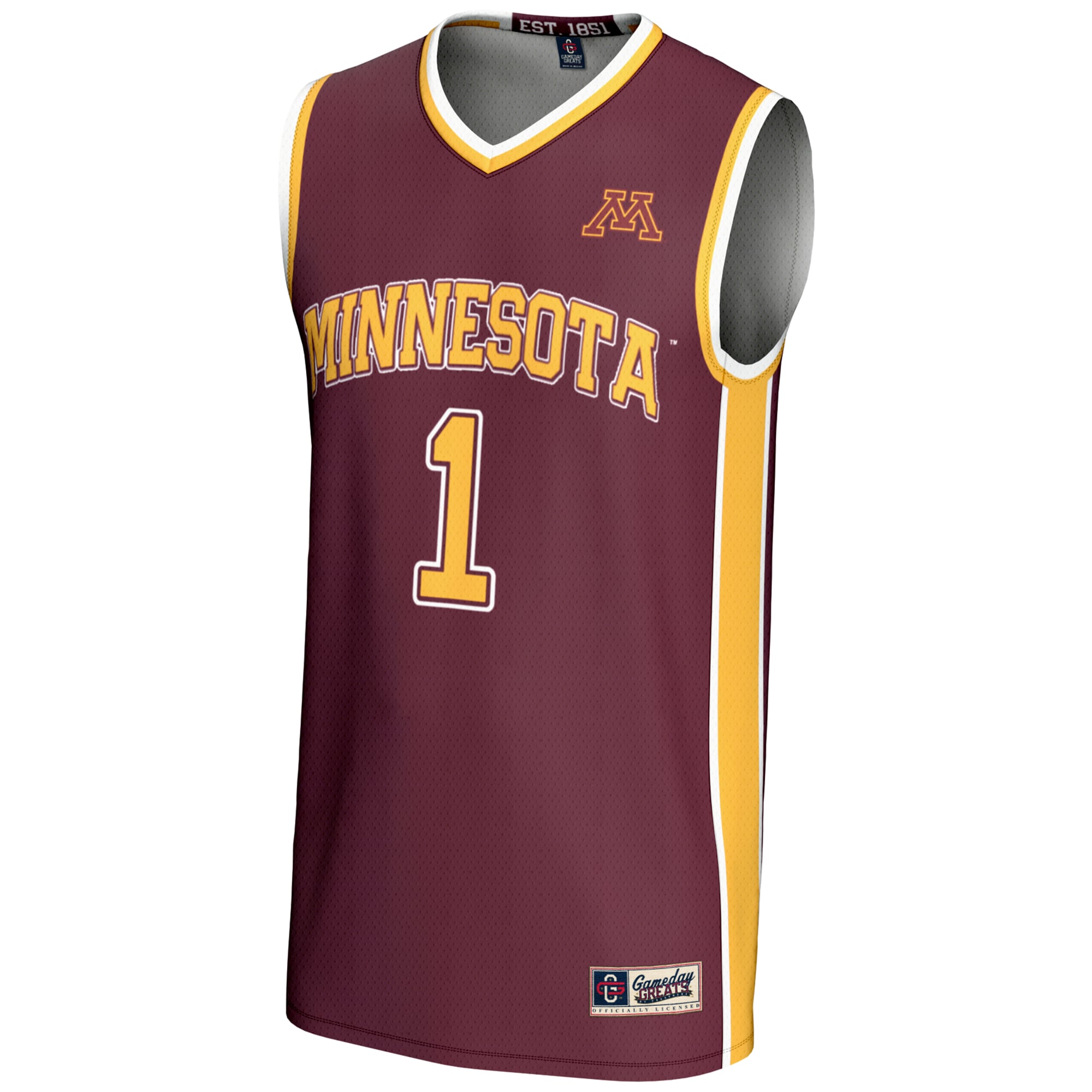 #1 Minnesota Golden Gophers Unisex Lightweight Basketball Jersey Maroon - front view