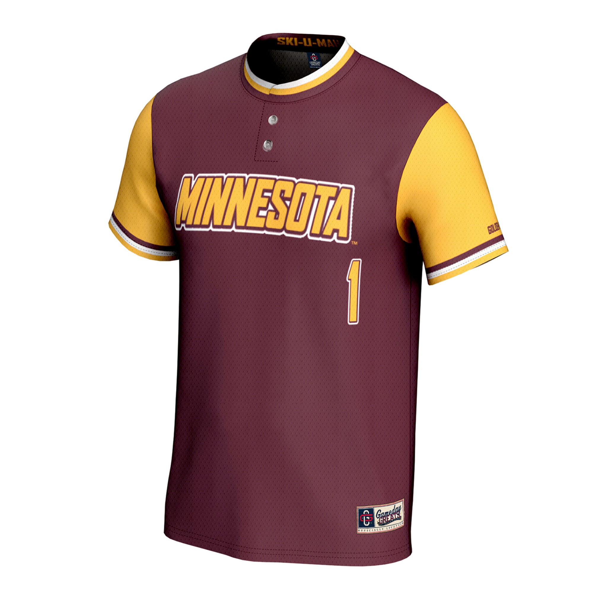 Minnesota Golden Gophers Unisex Lightweight Collegiate Softball Fashion Jersey Maroon - front view