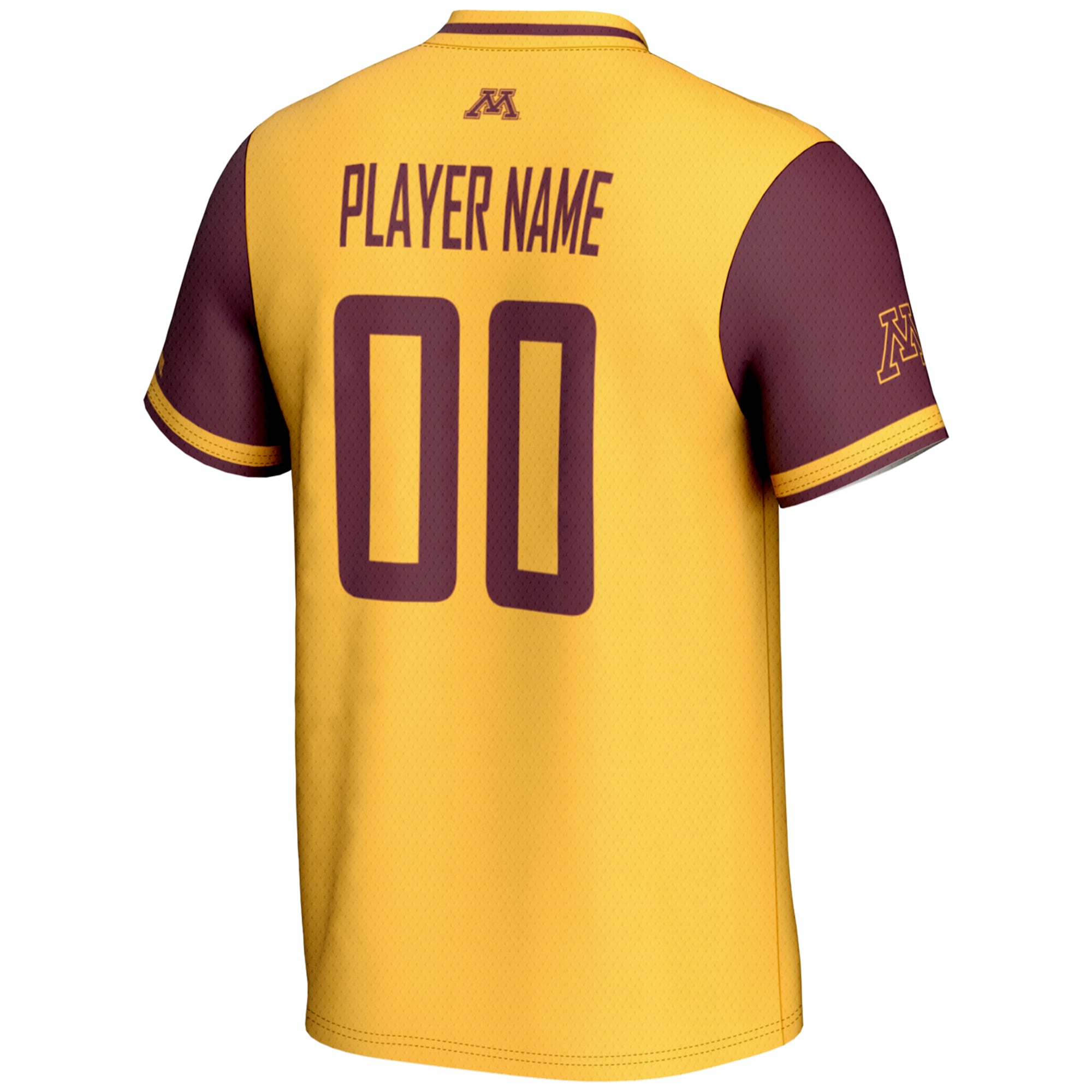 Minnesota Golden Gophers Unisex Lightweight Softball Jersey - Gold - back view