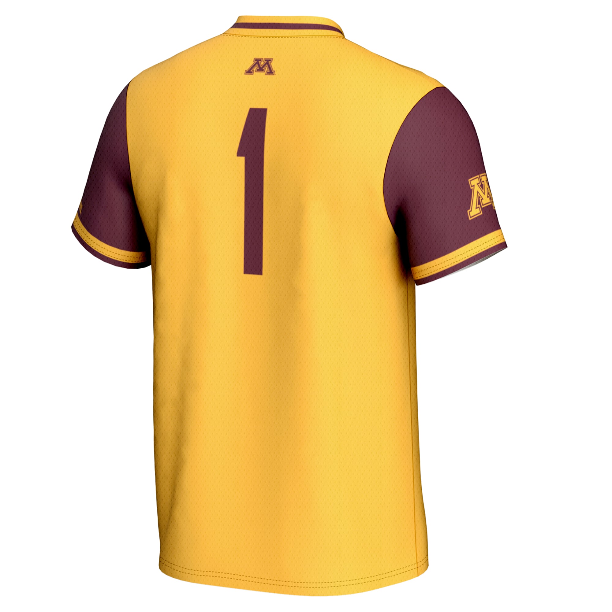 #1 Minnesota Golden Gophers Unisex Lightweight Softball Jersey Gold - back view