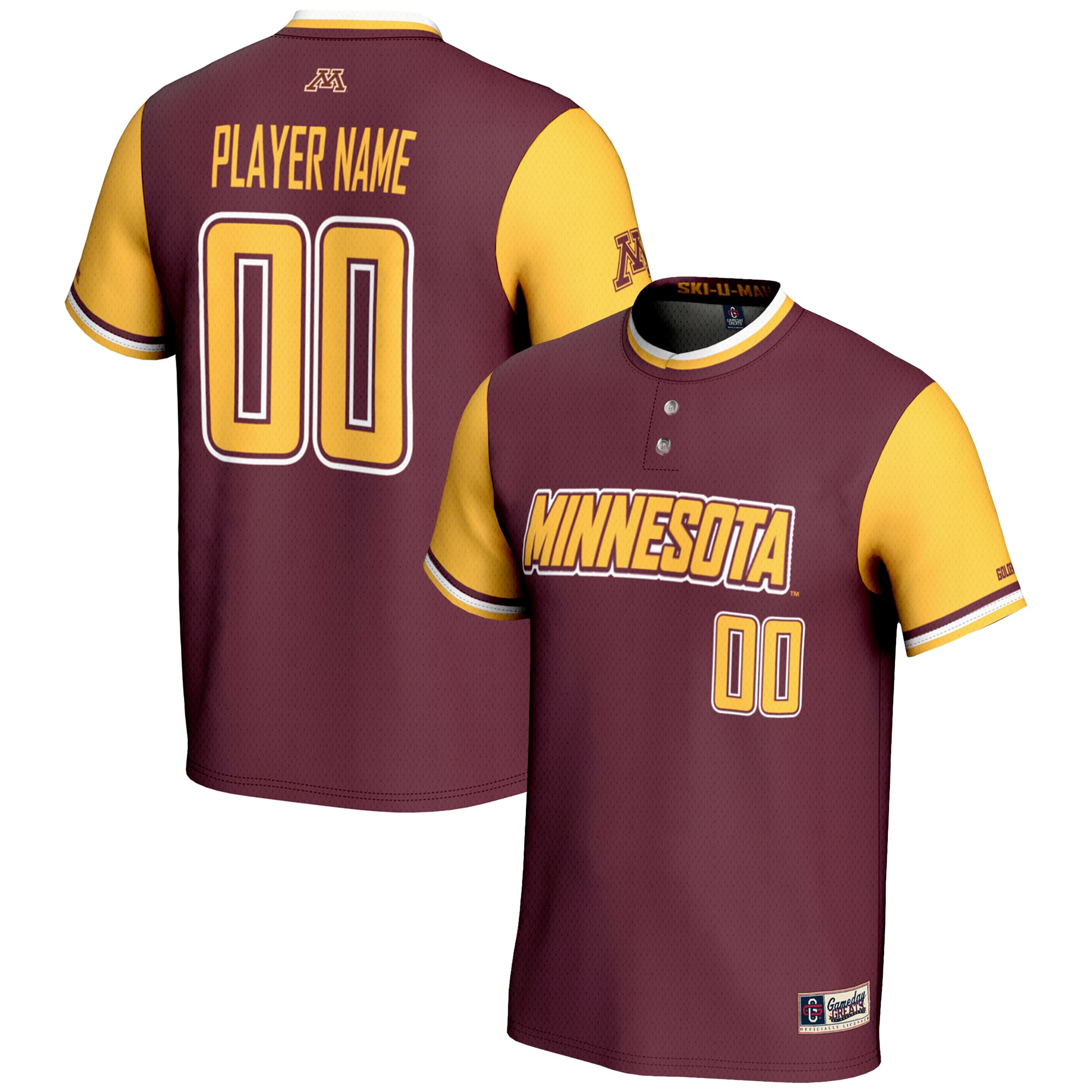 Minnesota Golden Gophers Unisex Lightweight Softball Jersey Maroon - front and back view