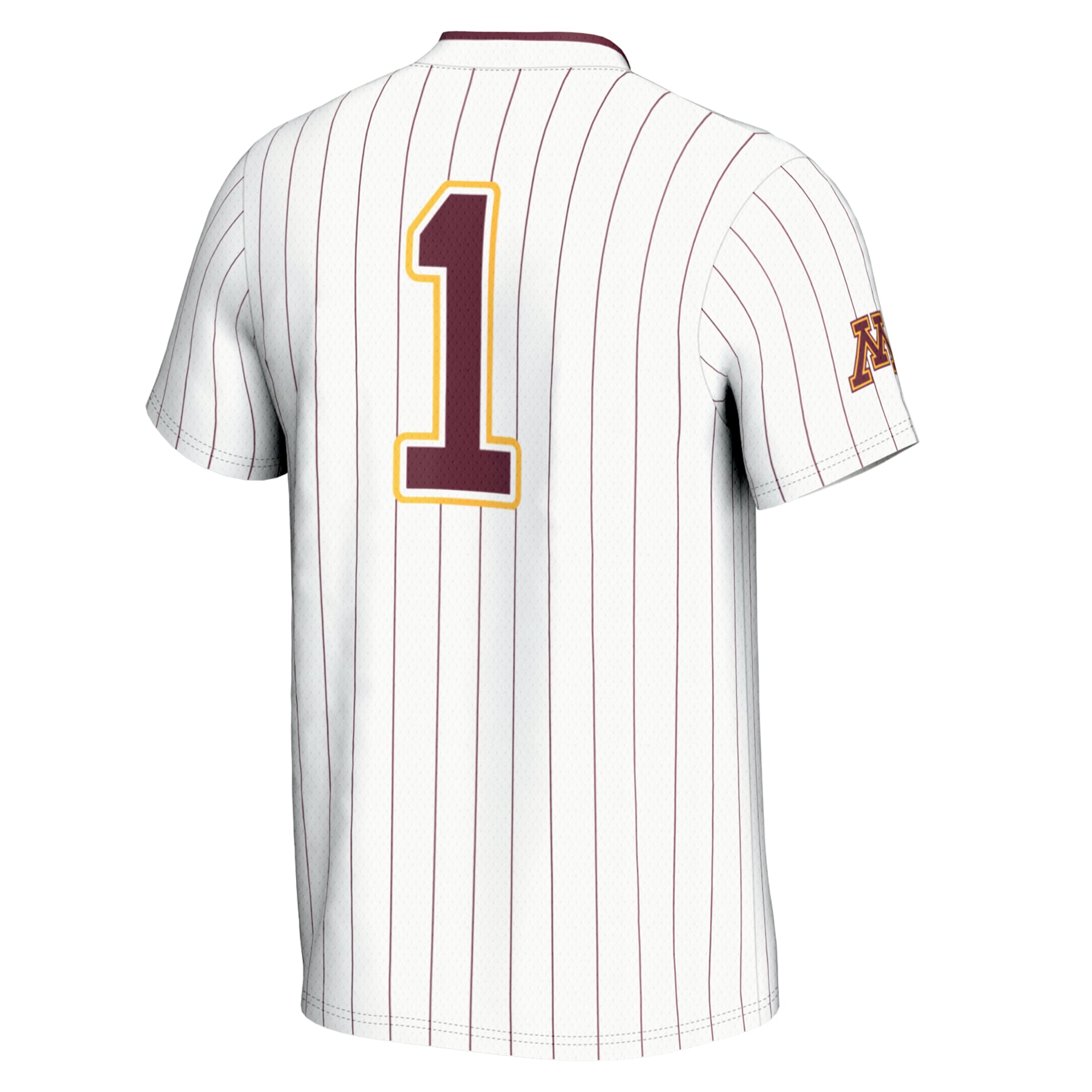 #1 Minnesota Golden Gophers Unisex Lightweight Softball Jersey White - back view
