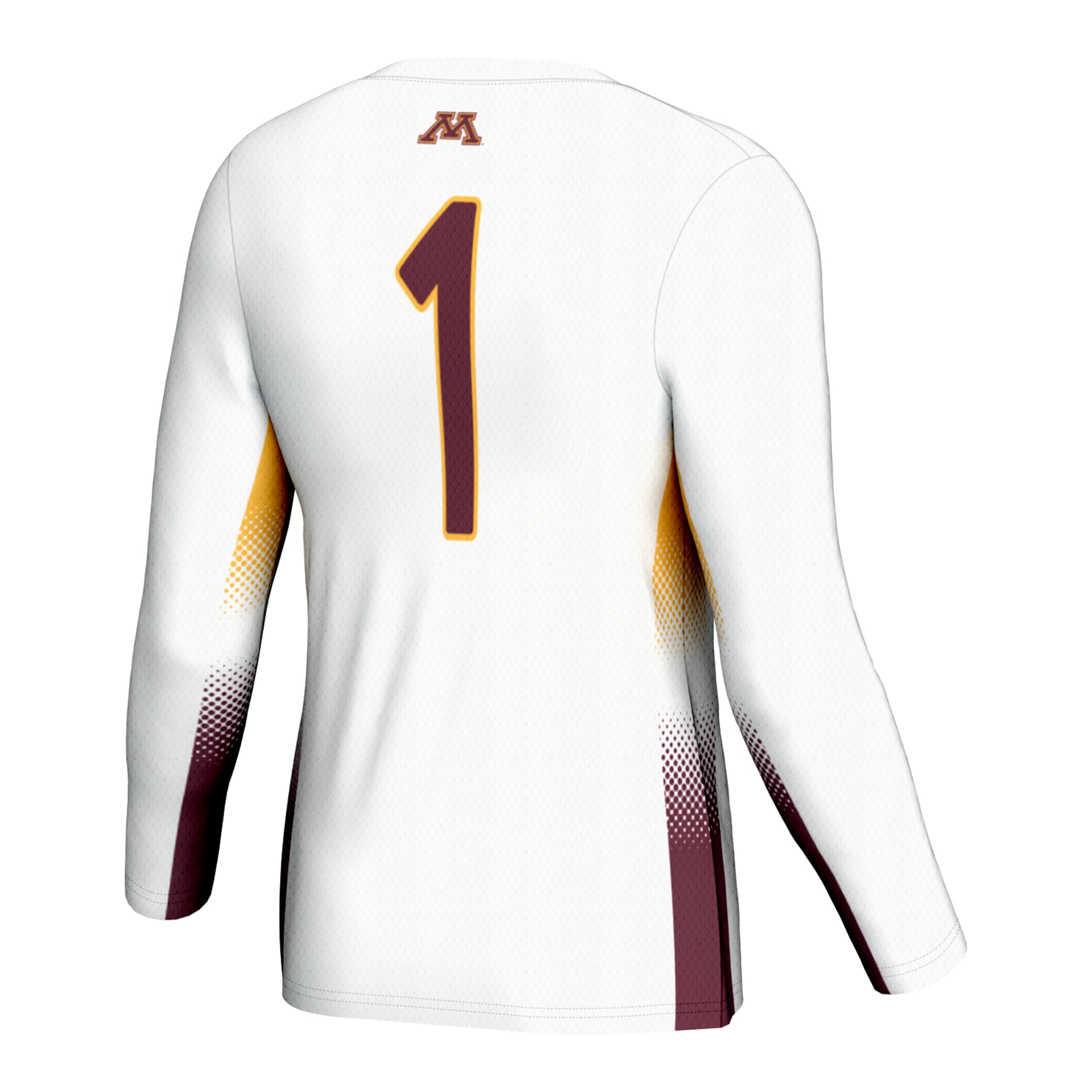 #1 Minnesota Golden Gophers Unisex Lightweight Volleyball Jersey White - back view