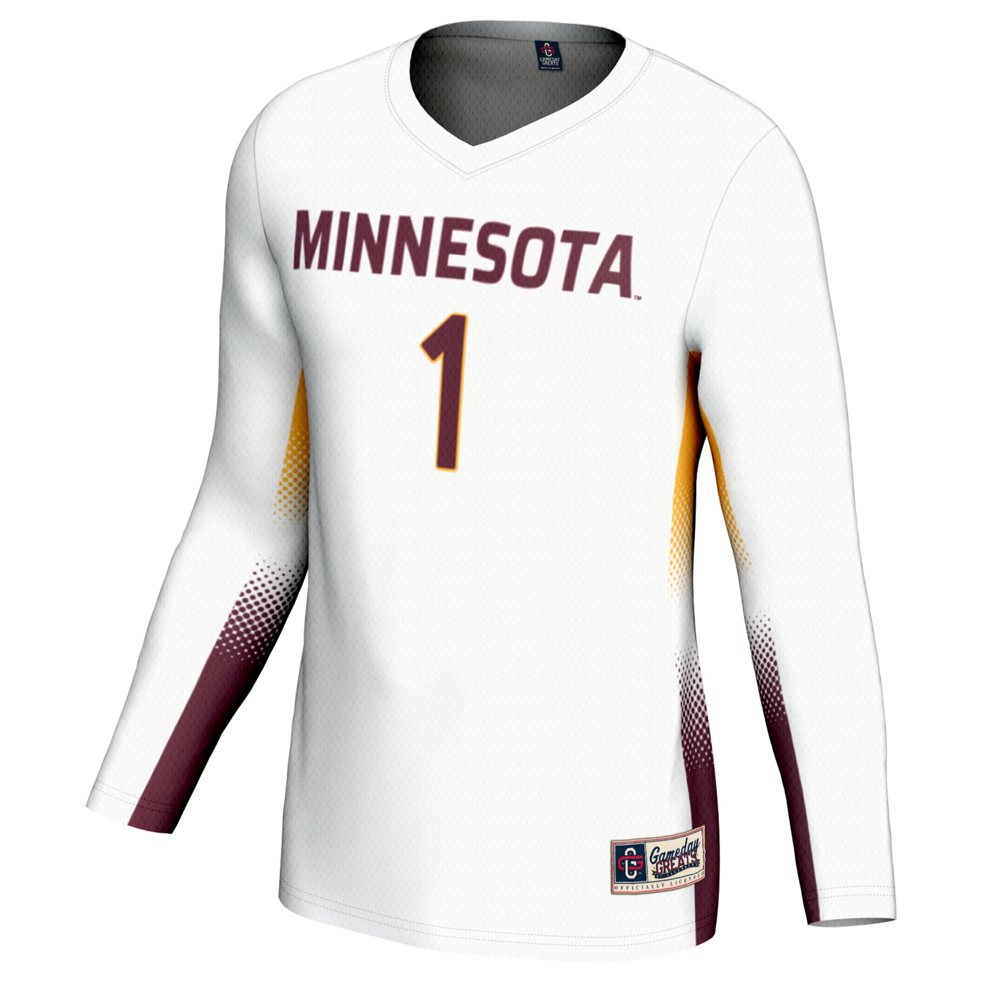 #1 Minnesota Golden Gophers Unisex Lightweight Volleyball Jersey White - front view