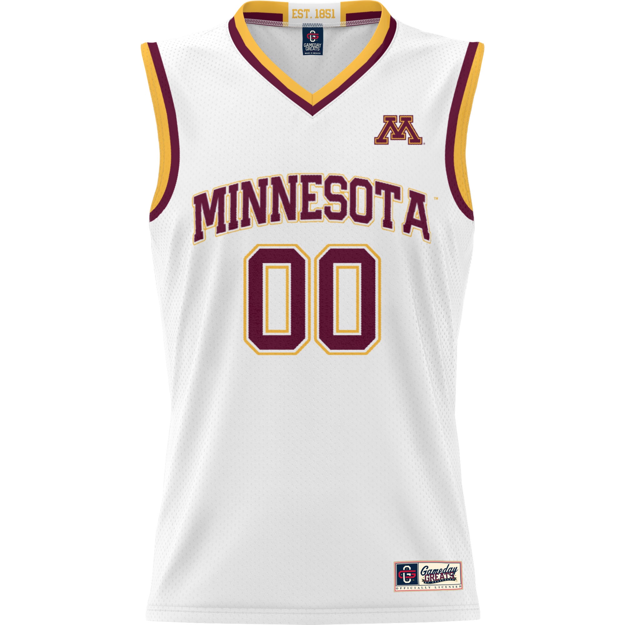 Minnesota Golden Gophers Unisex Lightweight Women's Basketball Jersey White - front view