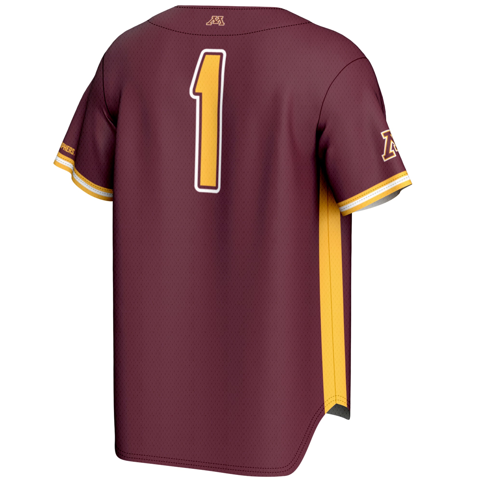 #1 Minnesota Golden Gophers Youth Baseball Jersey Lightweight Maroon - back view