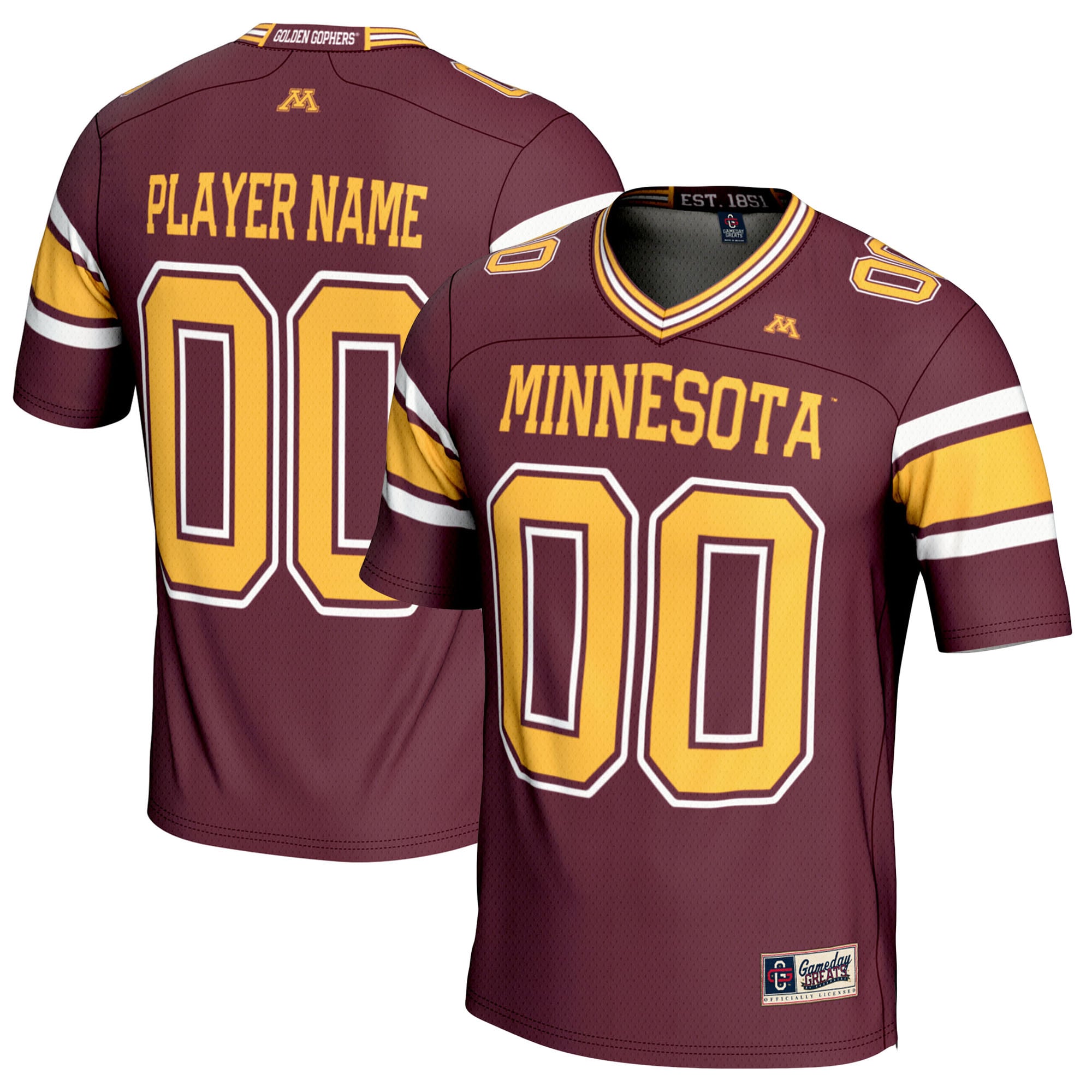 Minnesota Golden Gophers Youth Football Jersey - Maroon - front and back view