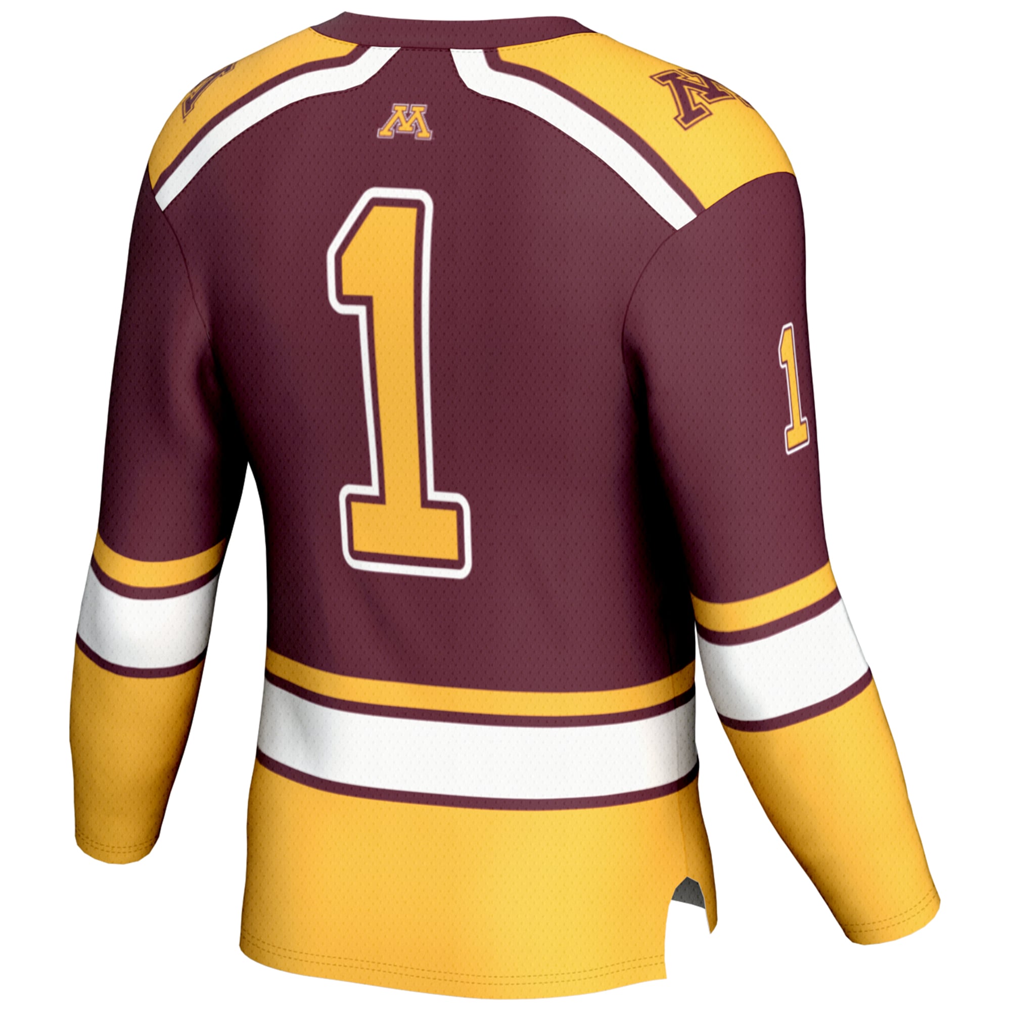 #1 Minnesota Golden Gophers Youth Hockey Jersey Maroon - back view