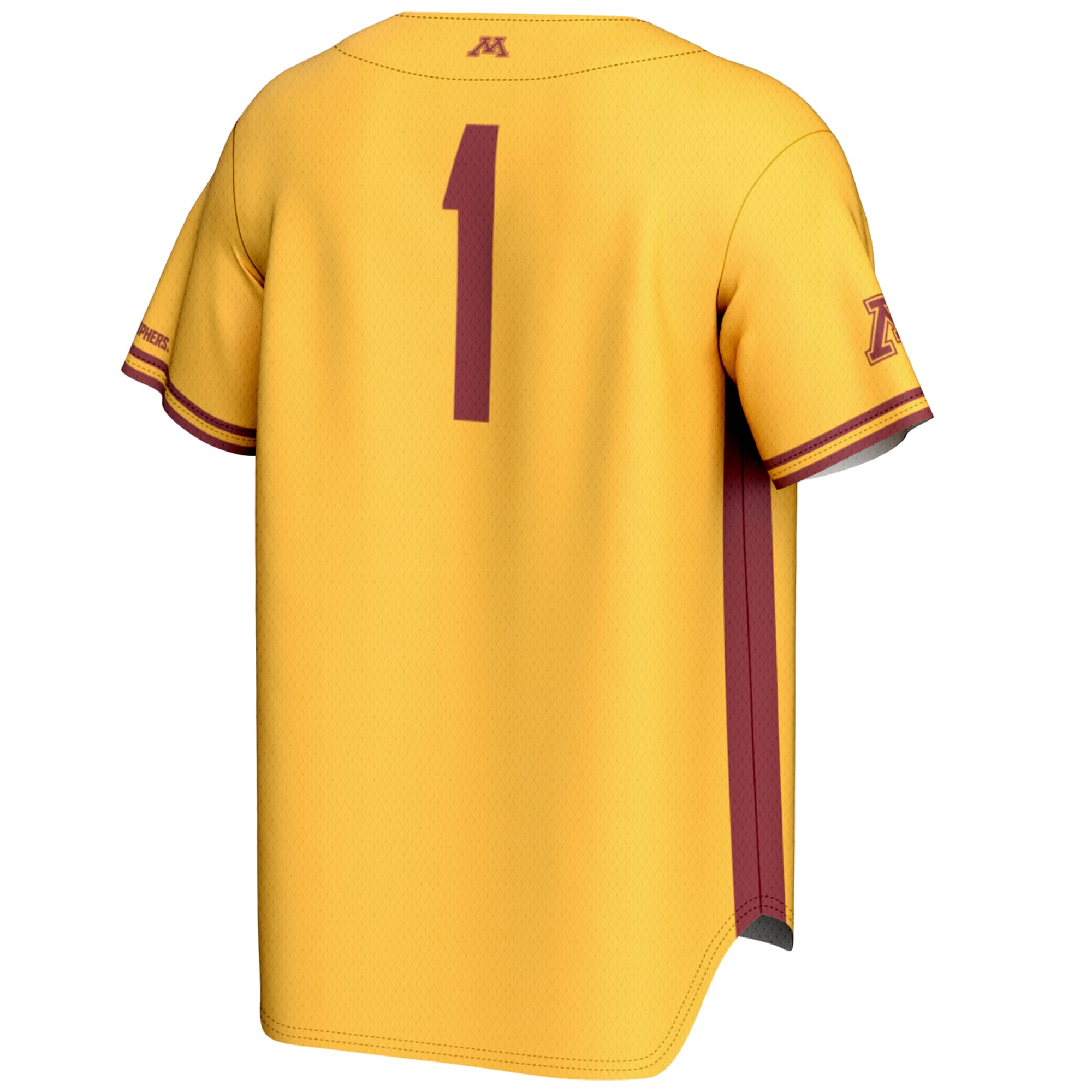 #1 Minnesota Golden Gophers Youth Lightweight Baseball Jersey Gold - back view