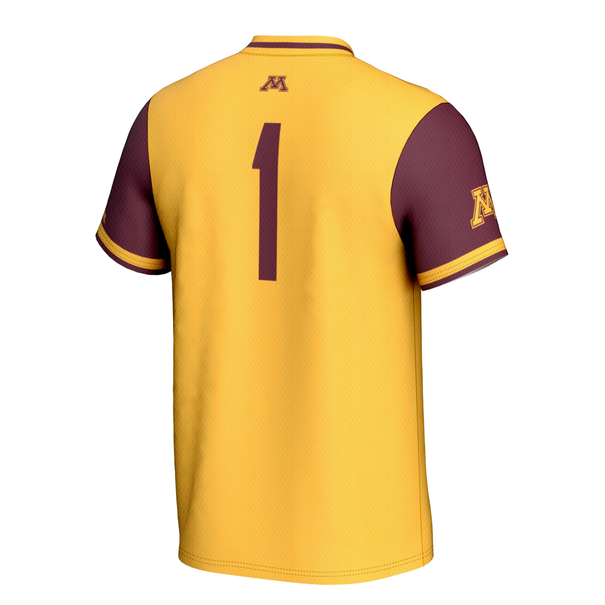 #1 Minnesota Golden Gophers Youth Lightweight Softball Jersey Gold - back view