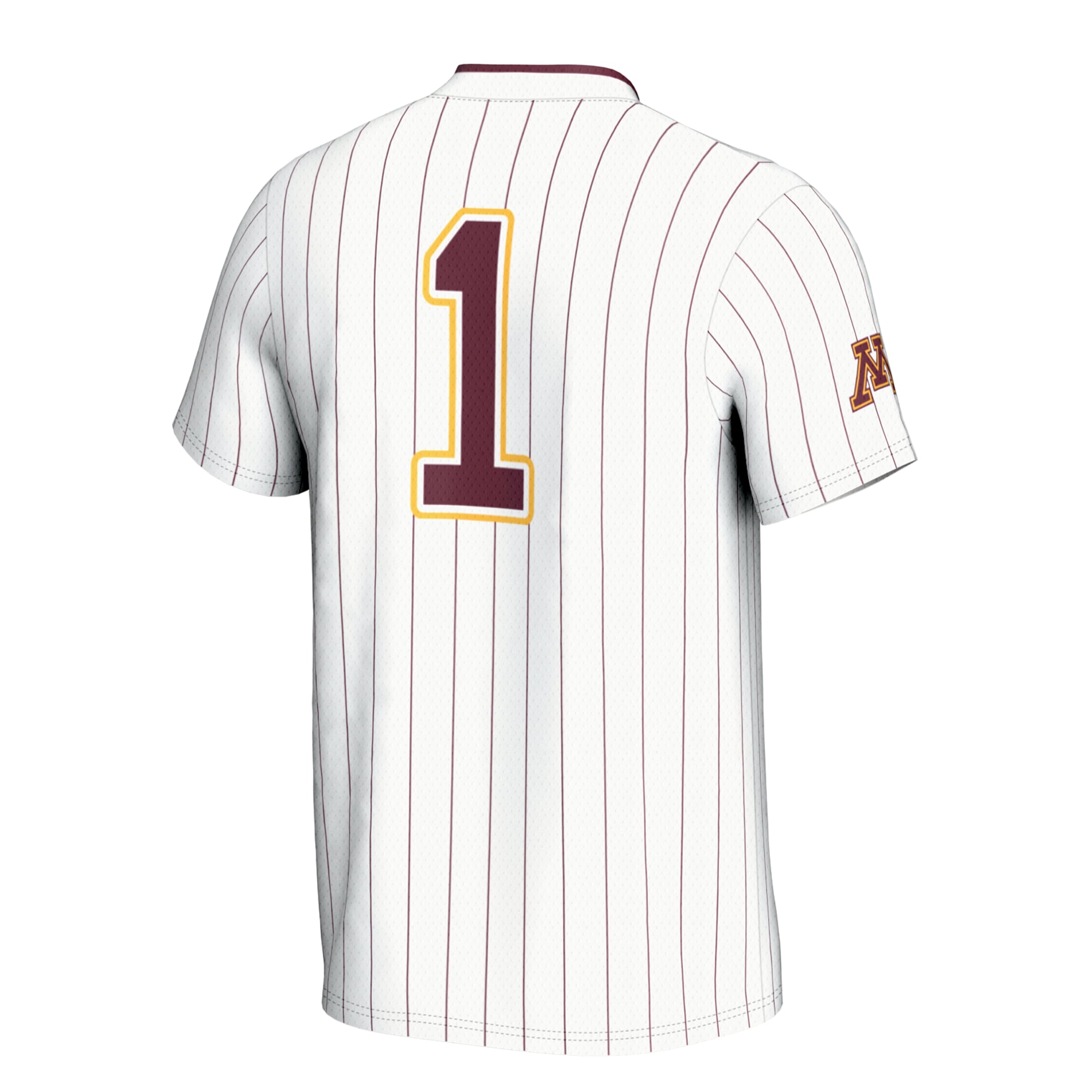 #1 Minnesota Golden Gophers Youth Lightweight Softball Jersey White - back view