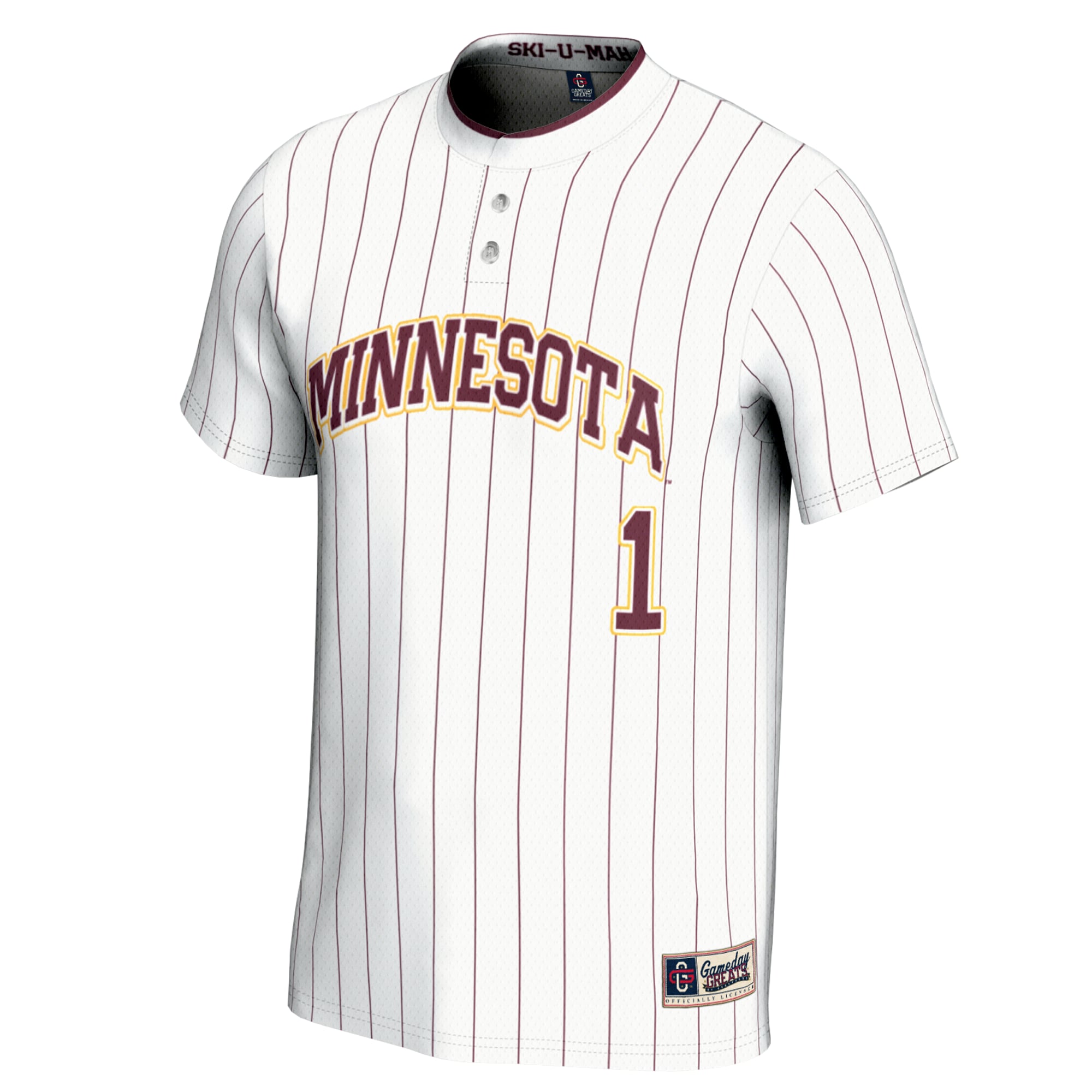 #1 Minnesota Golden Gophers Youth Lightweight Softball Jersey White - front view