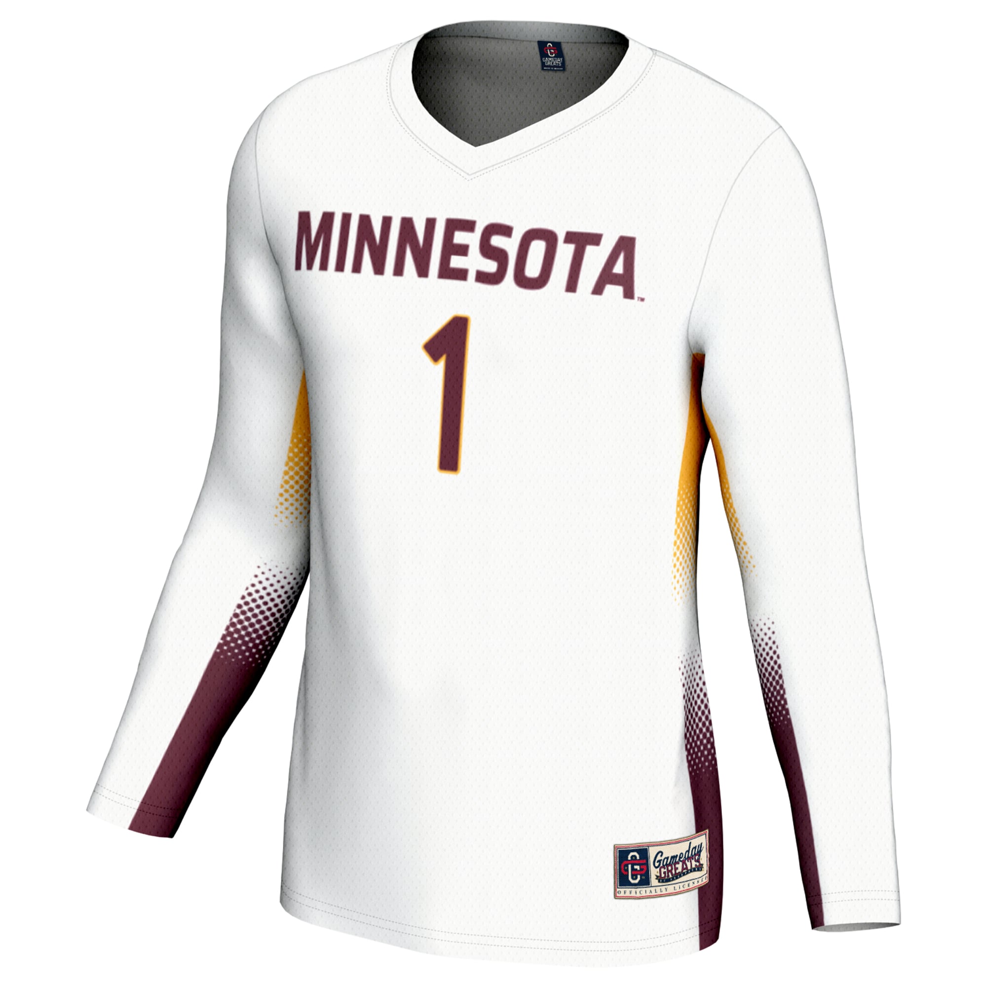 #1 Minnesota Golden Gophers Youth Lightweight Women's Volleyball Jersey White - front view