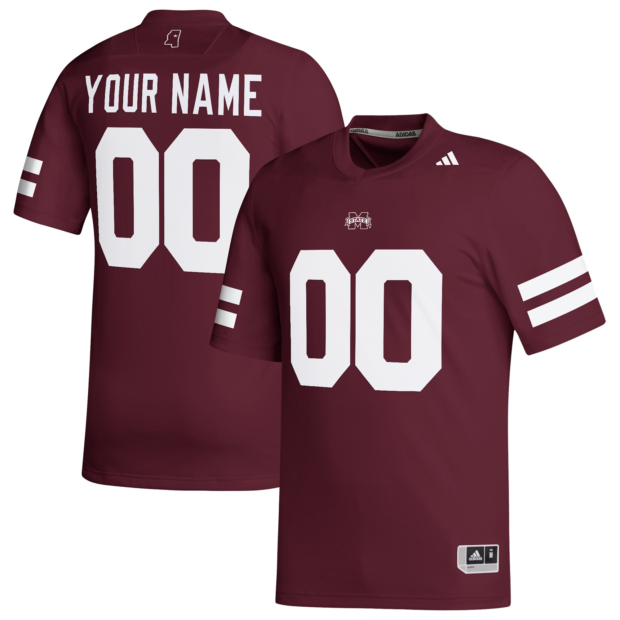 Mississippi State Bulldogs Custom Jersey Maroon - front and back view
