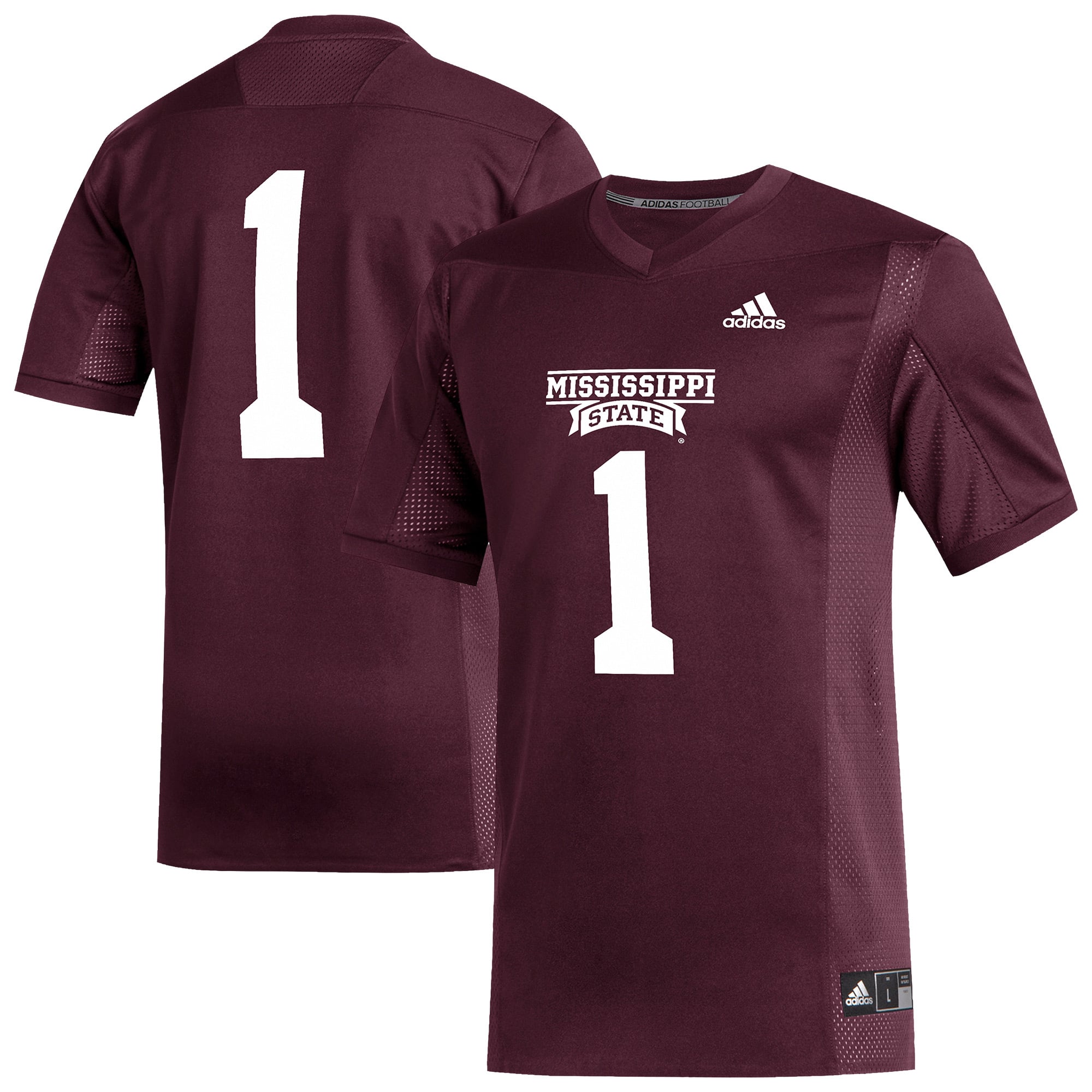 #1 Mississippi State Bulldogs Football Jersey Maroon - front and back view