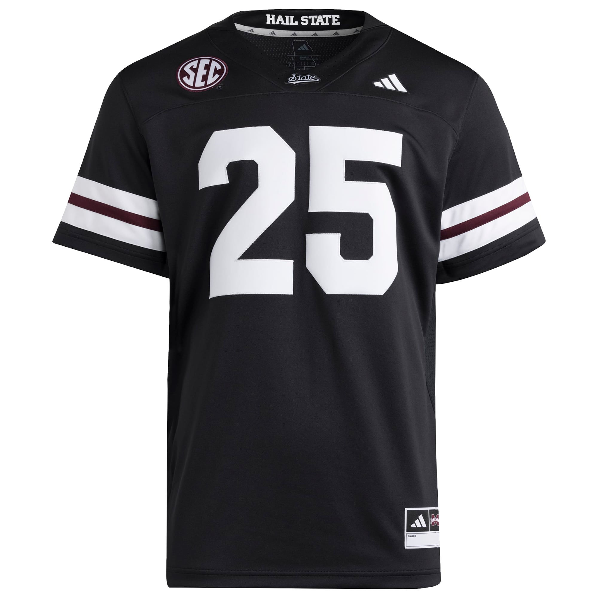 #25 Mississippi State Bulldogs Strategy Jersey Black - front view