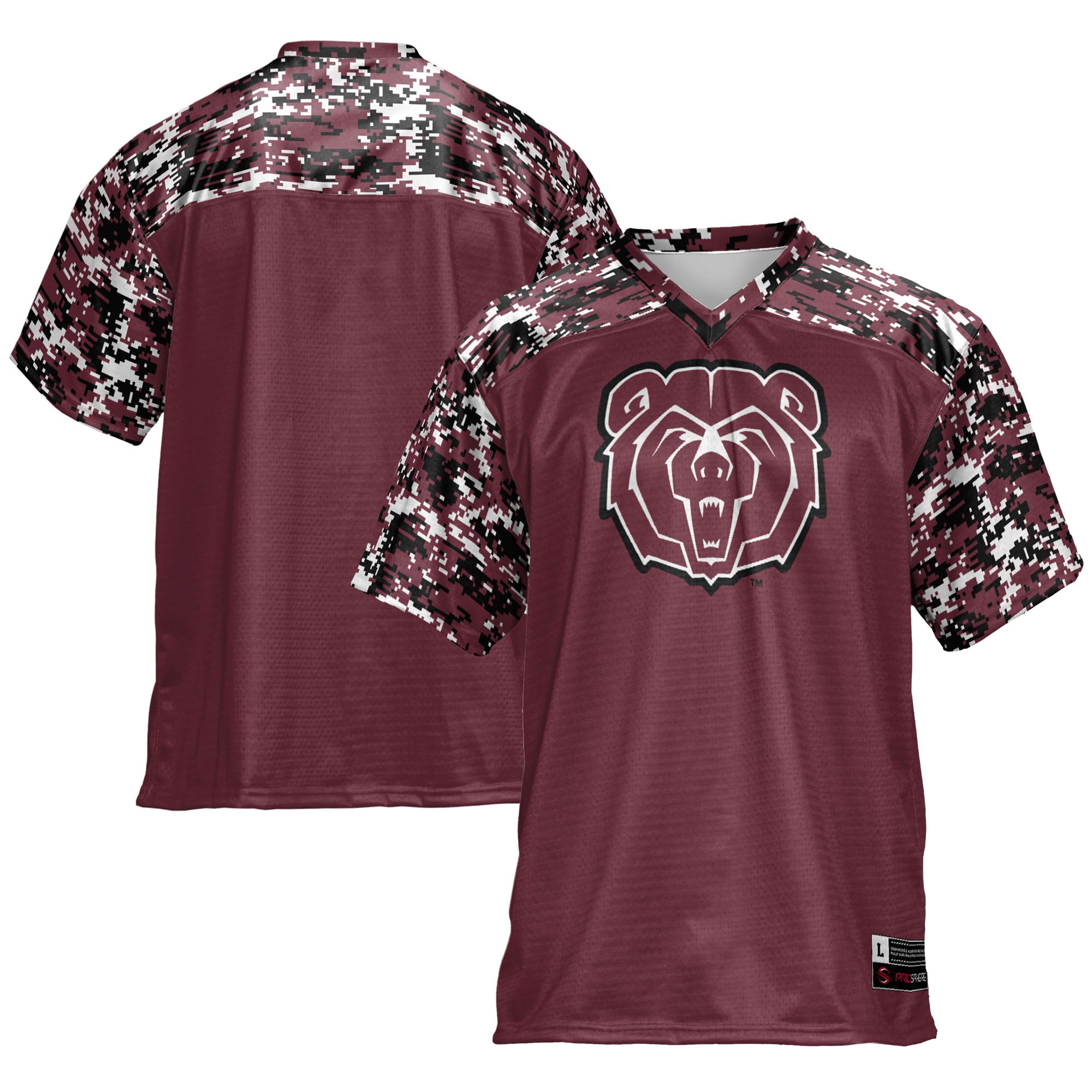 Missouri State University Bears Football Jersey Maroon - front and back view