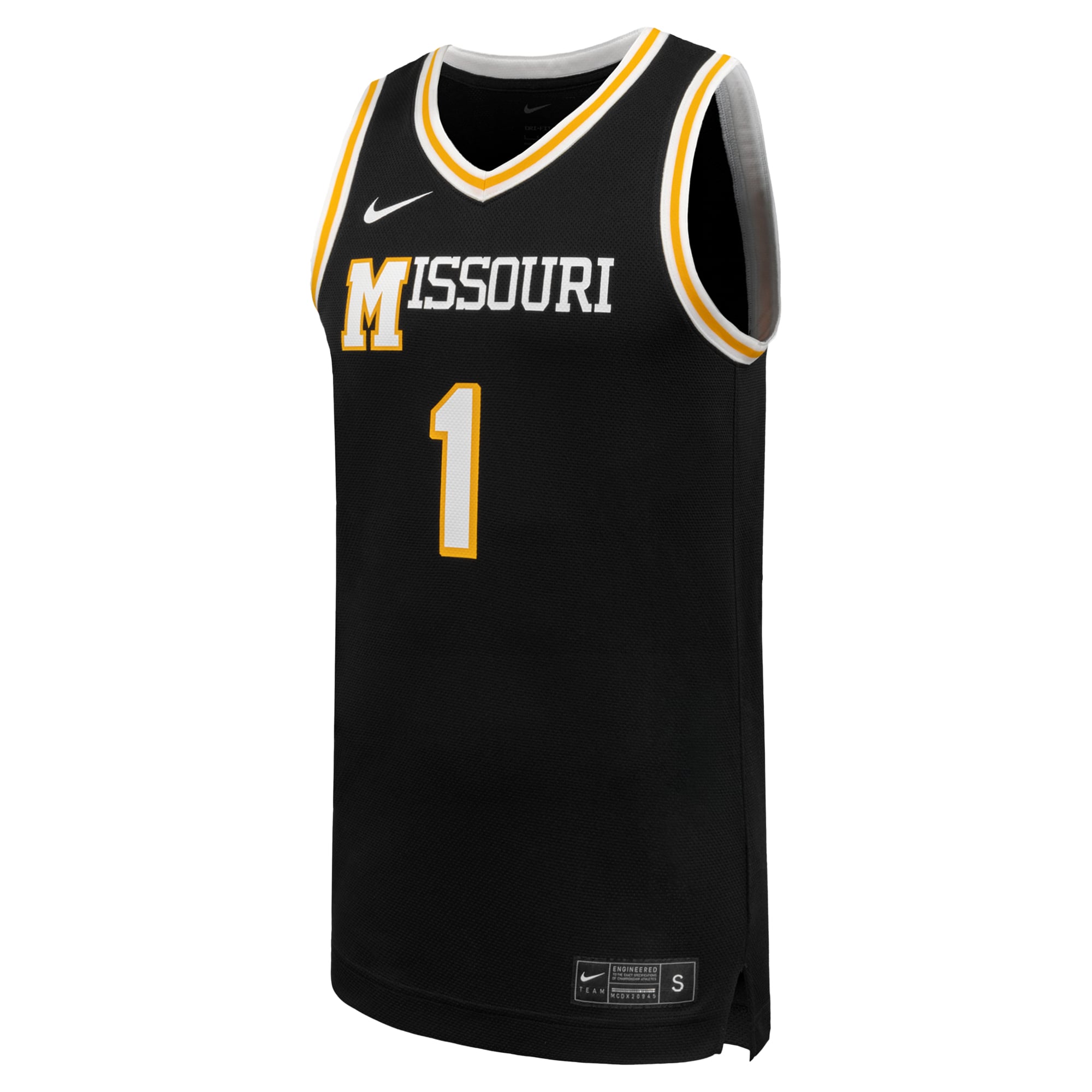 #1 Missouri Tigers Basketball Jersey Black - front view