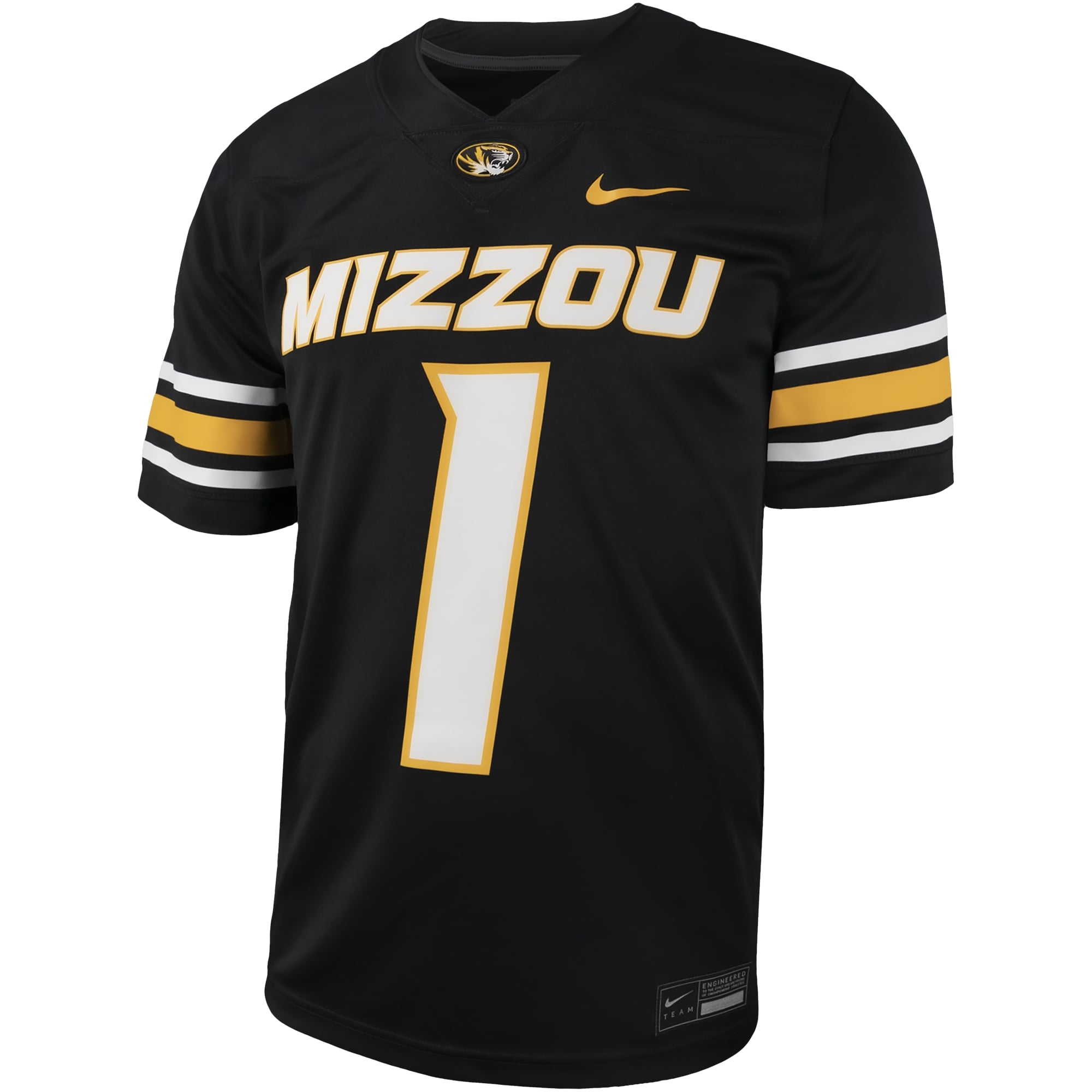 #1 Missouri Tigers Football Jersey Black - front view
