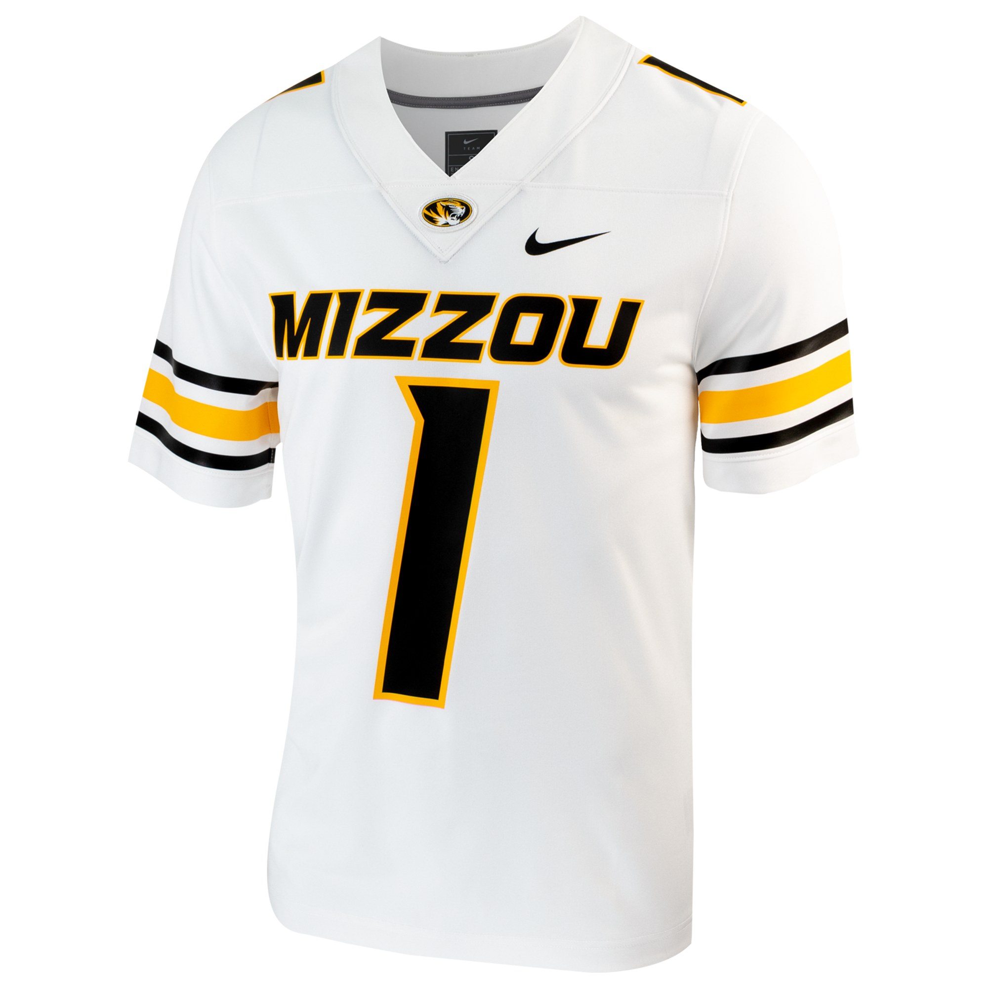 #1 Missouri Tigers Football Jersey White - front view
