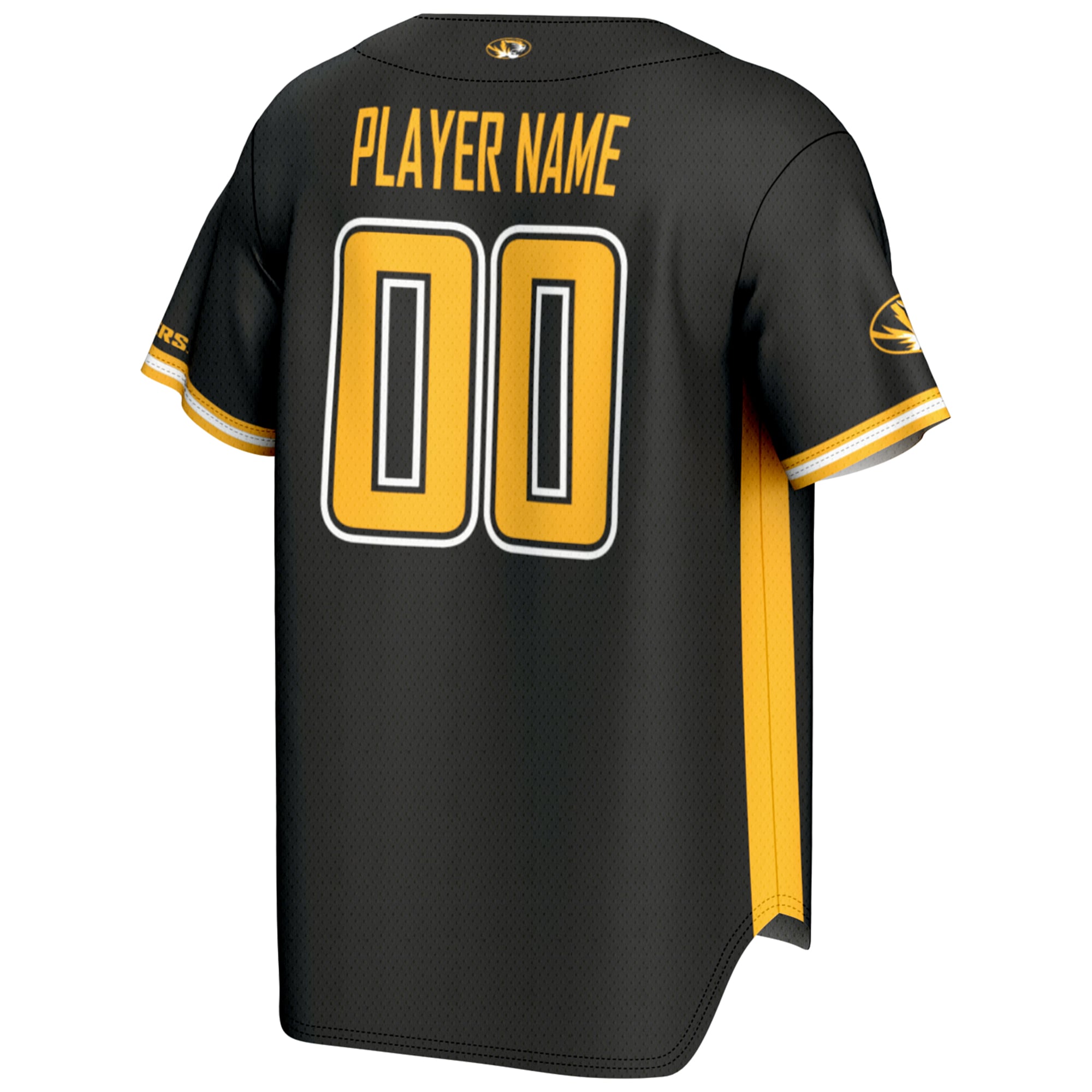 Missouri Tigers Lightweight Baseball Jersey Black - back view