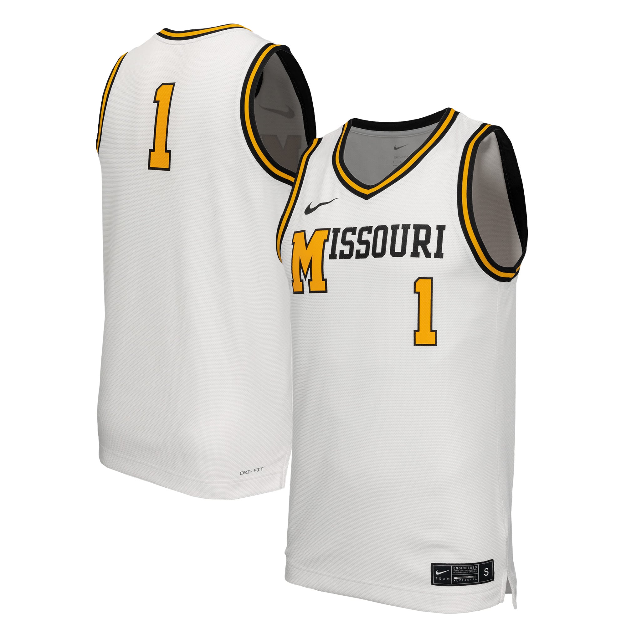 Missouri Tigers Retro Basketball Jersey White - front and back view