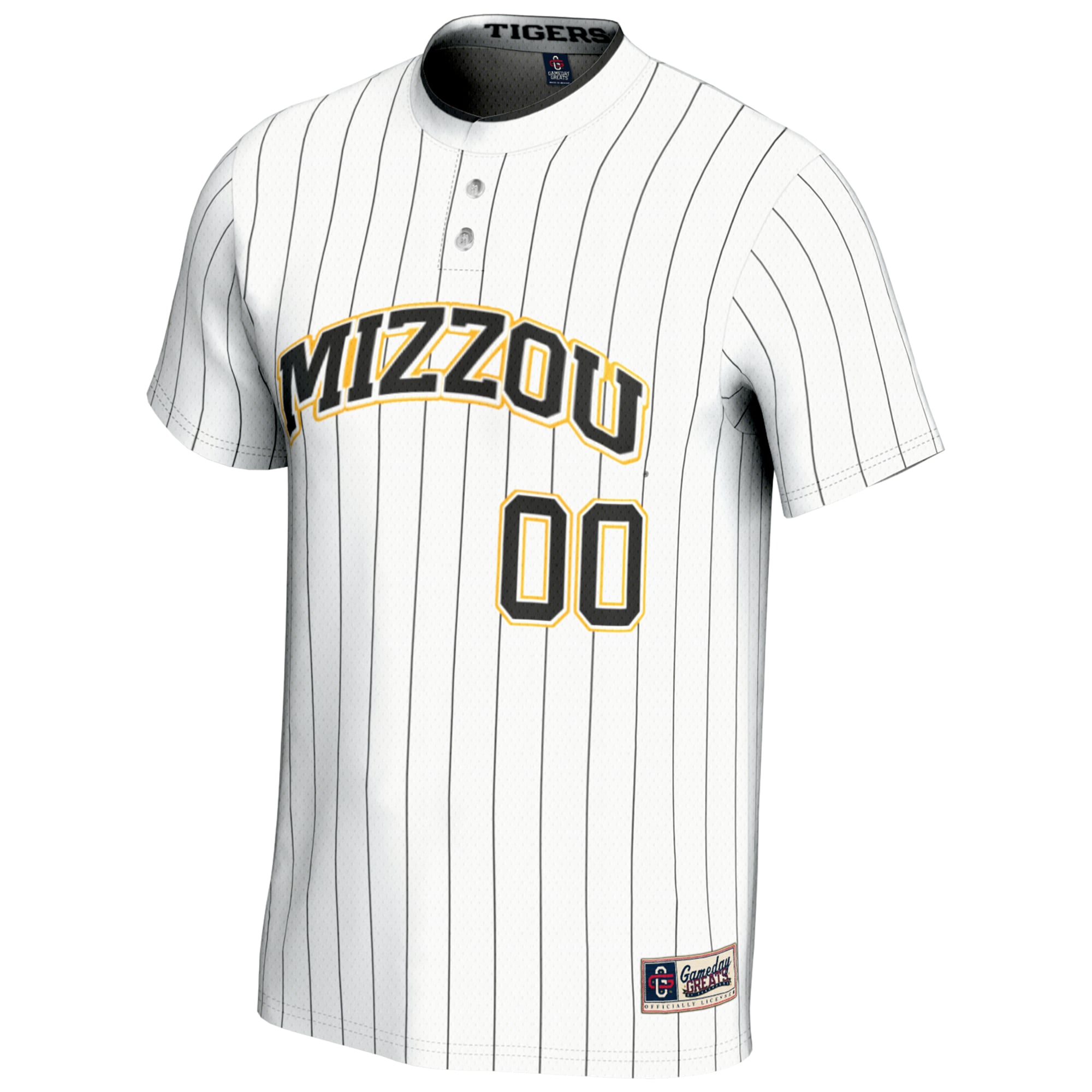 Missouri Tigers Unisex Lightweight Softball Jersey White - front view